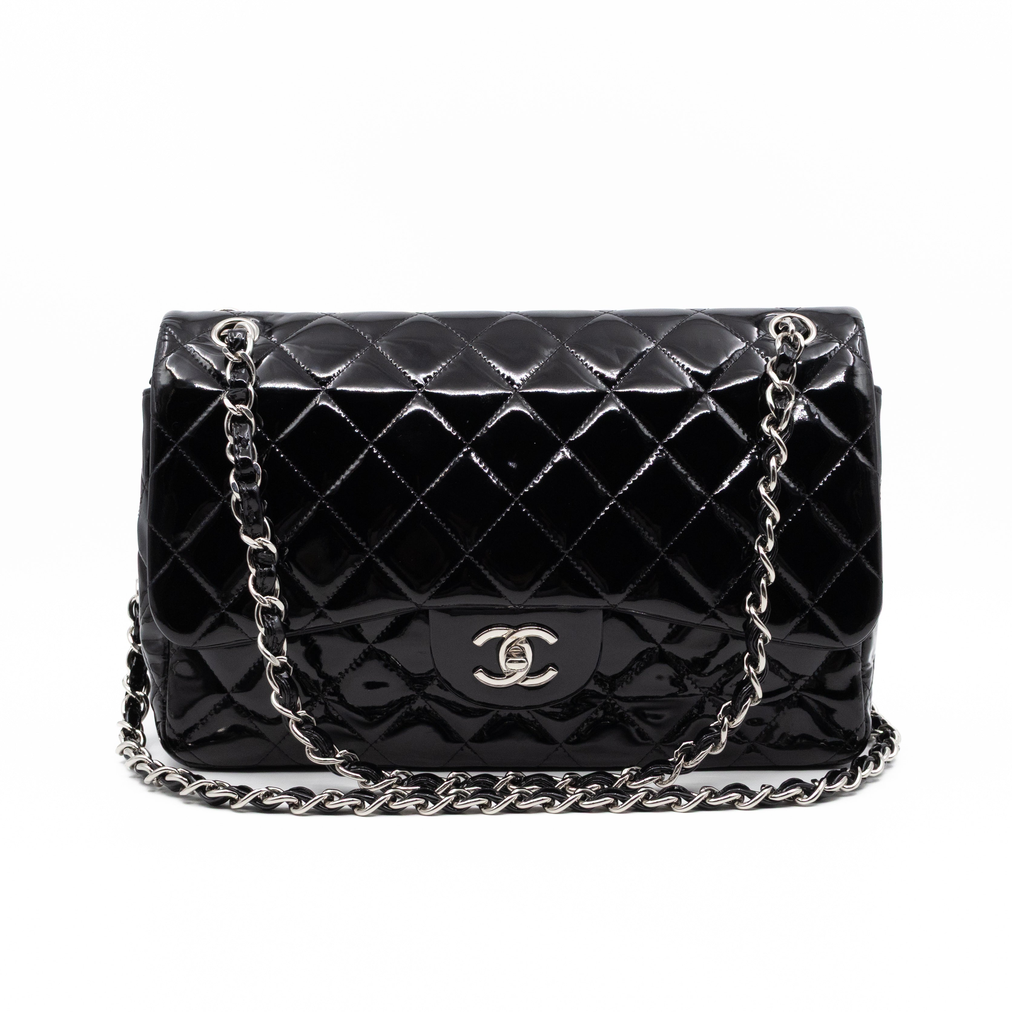 Classic Double Flap Jumbo Black Patent Leather