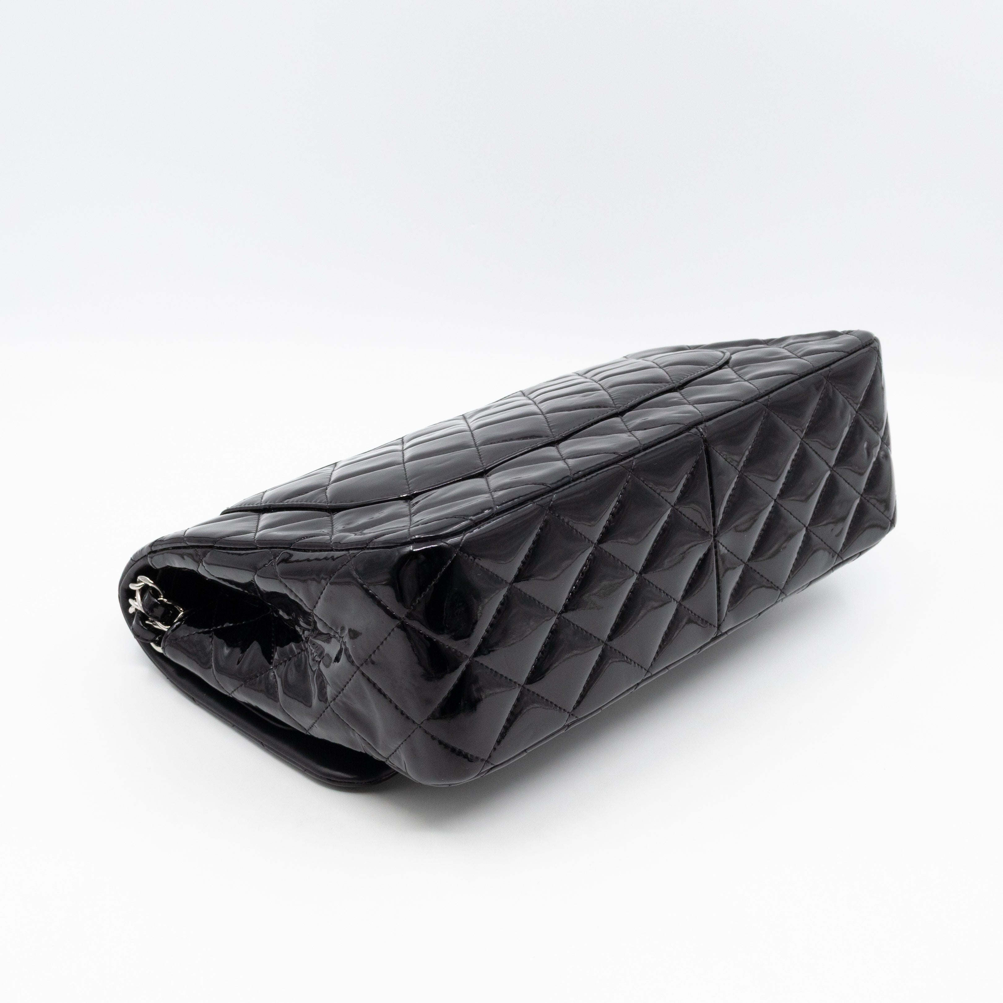 Classic Double Flap Jumbo Black Patent Leather