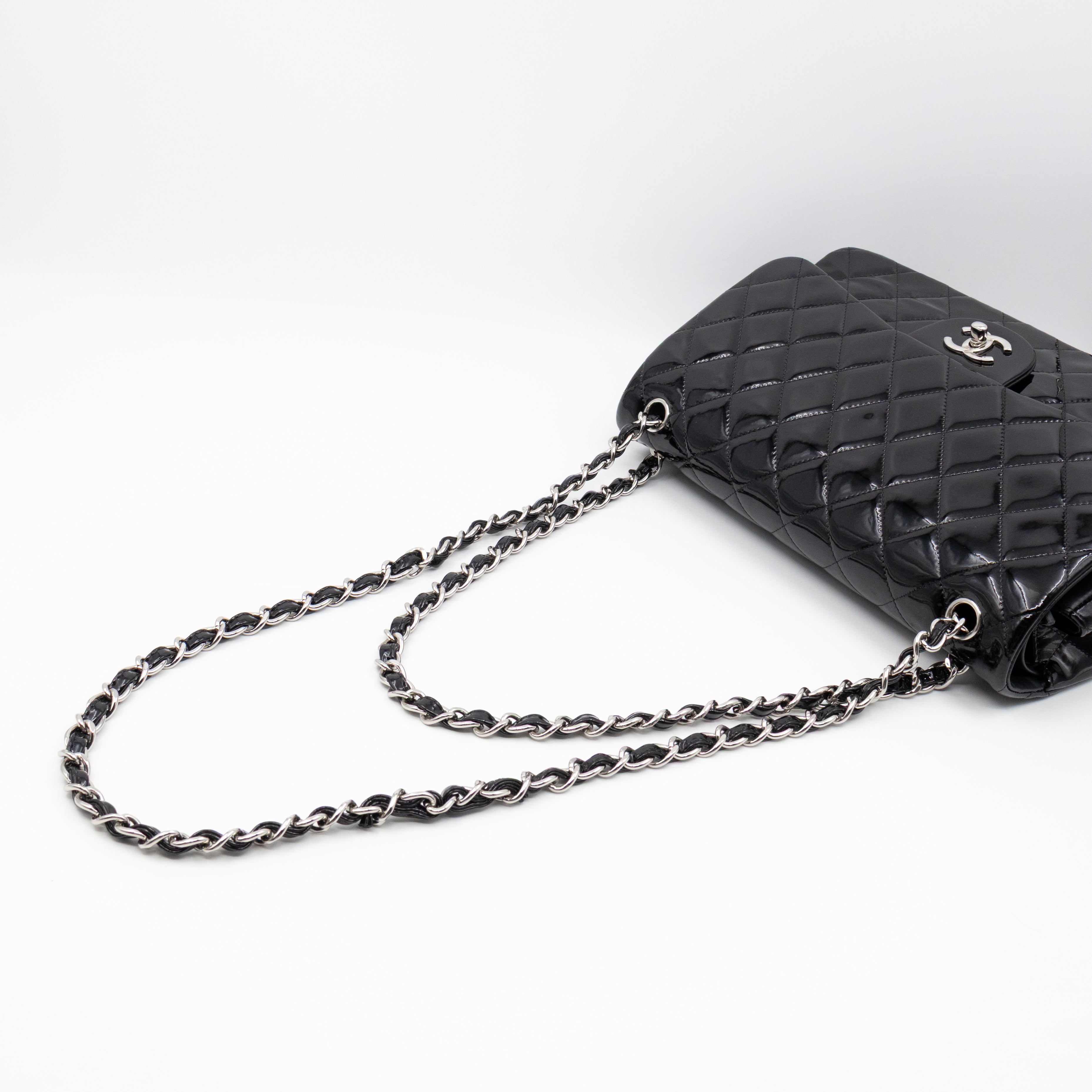 Classic Double Flap Jumbo Black Patent Leather