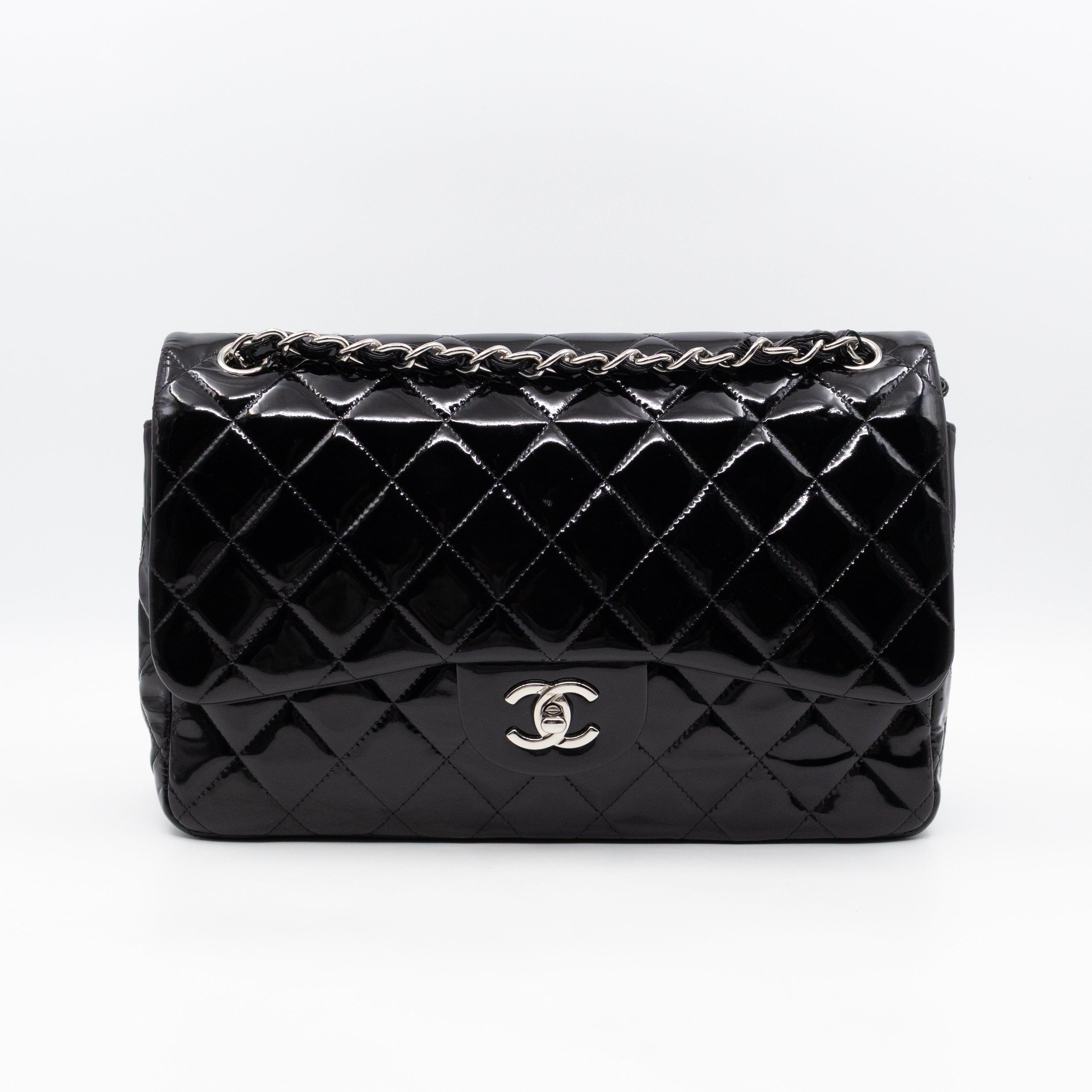 Classic Double Flap Jumbo Black Patent Leather