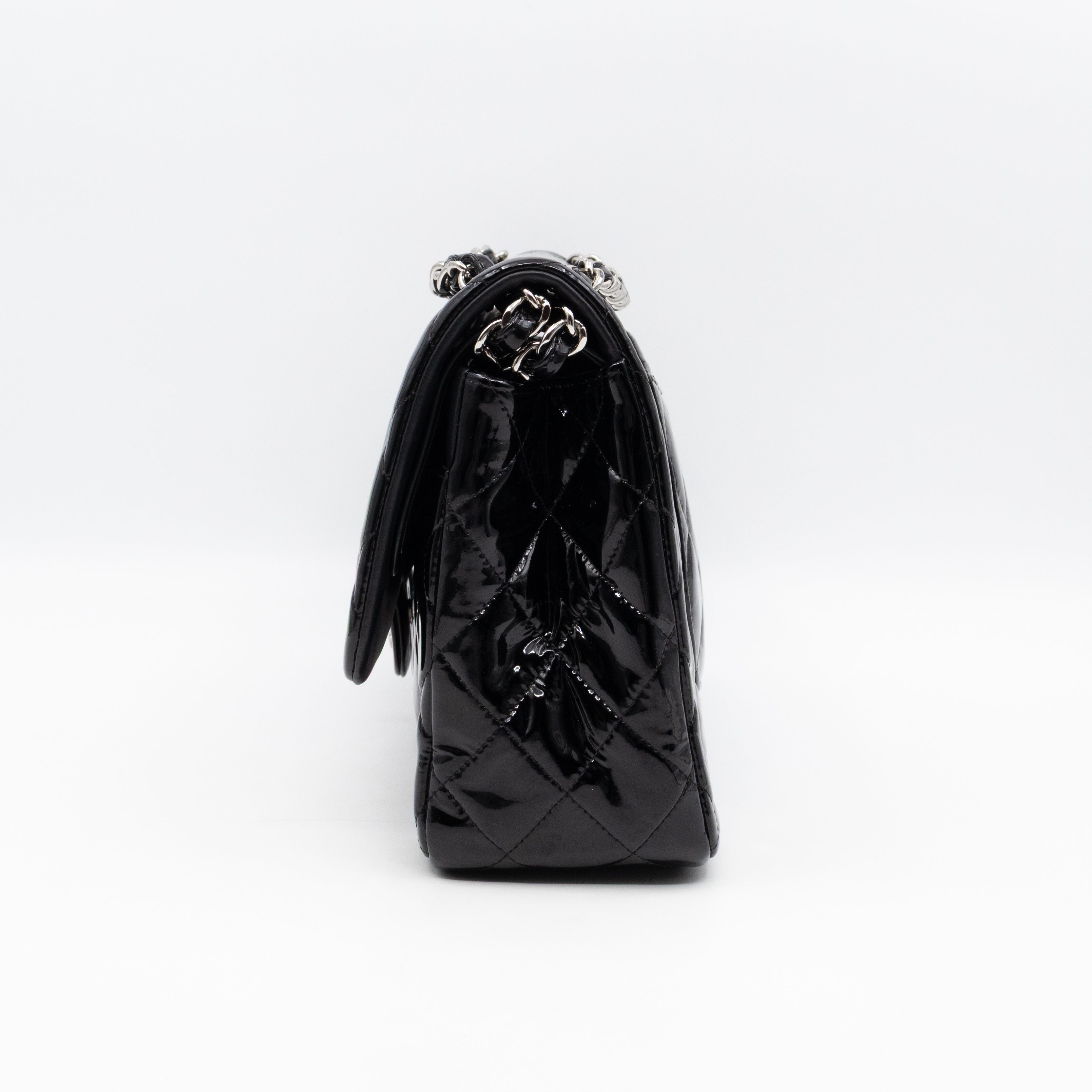 Classic Double Flap Jumbo Black Patent Leather
