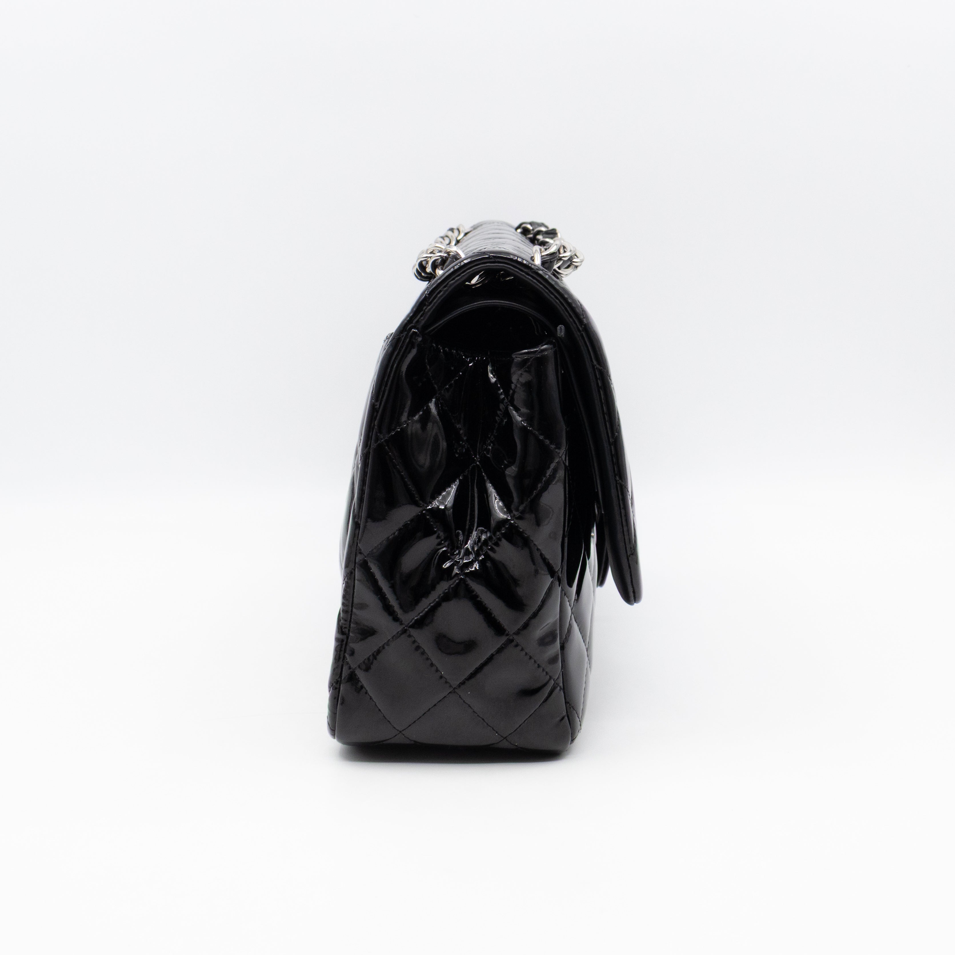 Classic Double Flap Jumbo Black Patent Leather