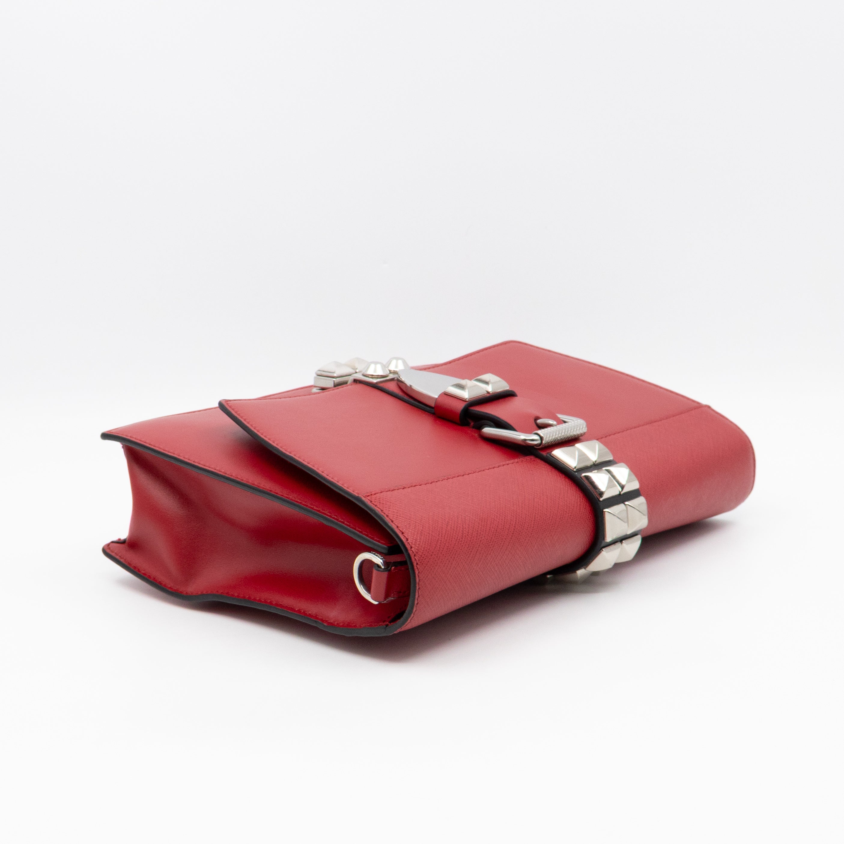 Elektra Studded Small Crossbody Bag Red Leather