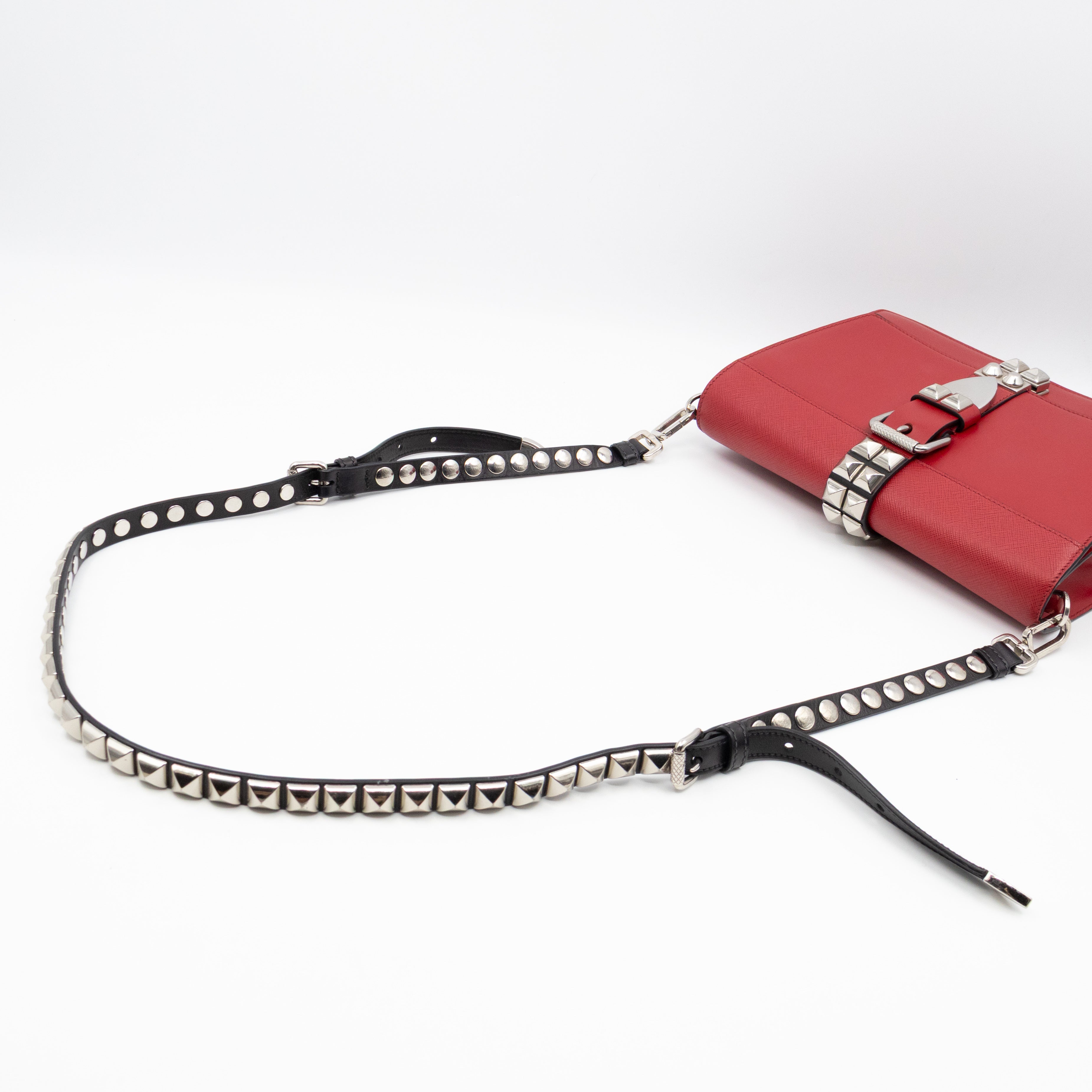 Elektra Studded Small Crossbody Bag Red Leather