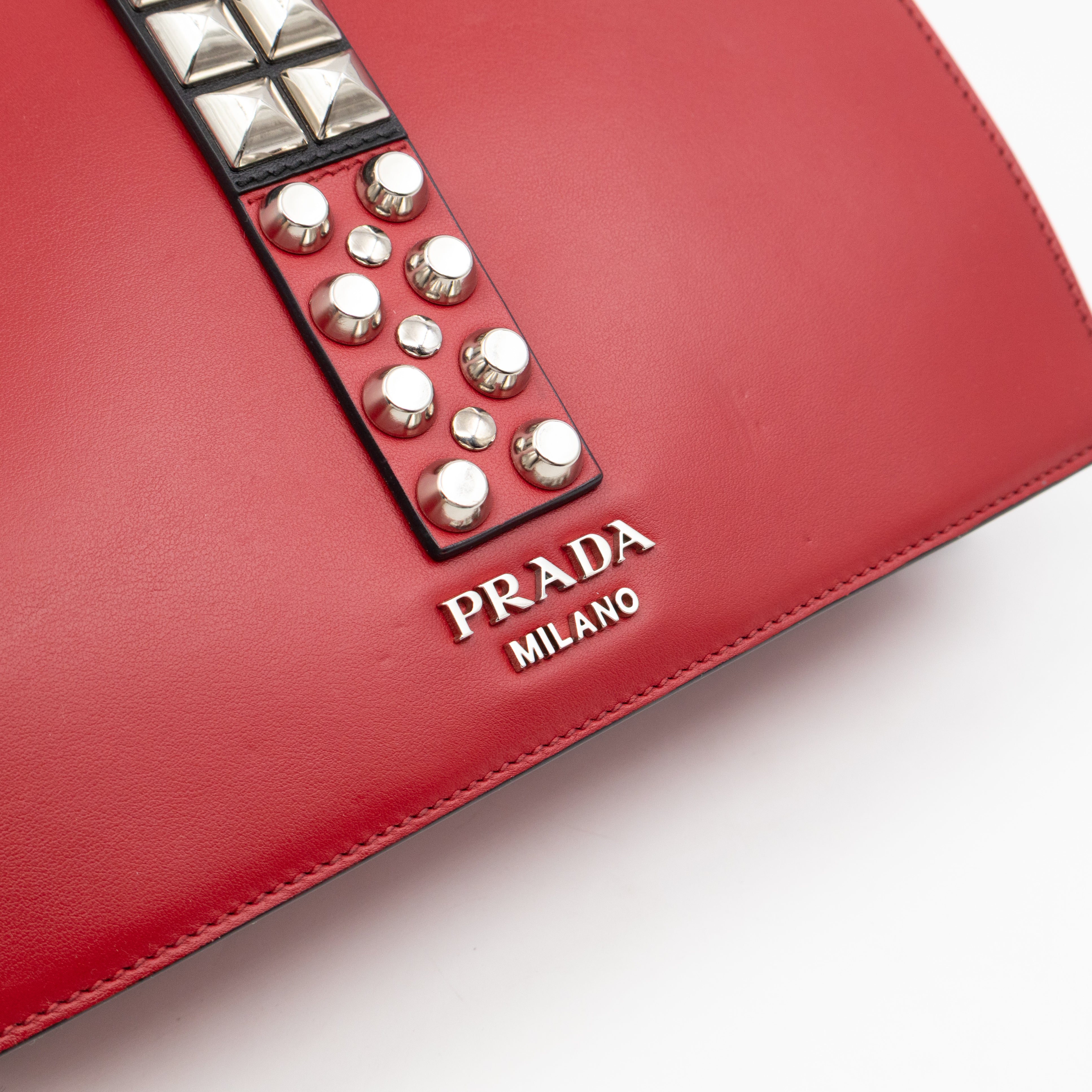 Elektra Studded Small Crossbody Bag Red Leather