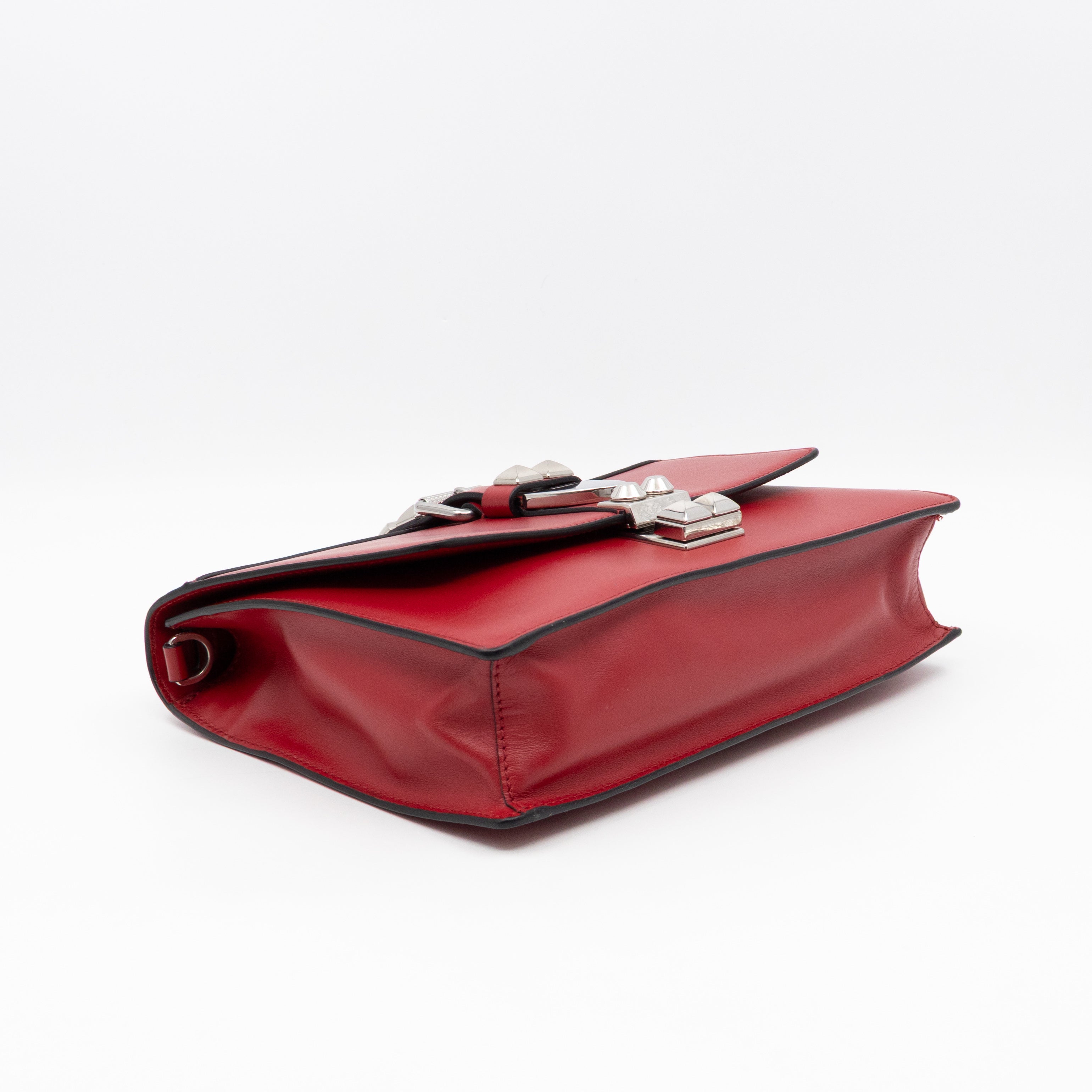 Elektra Studded Small Crossbody Bag Red Leather