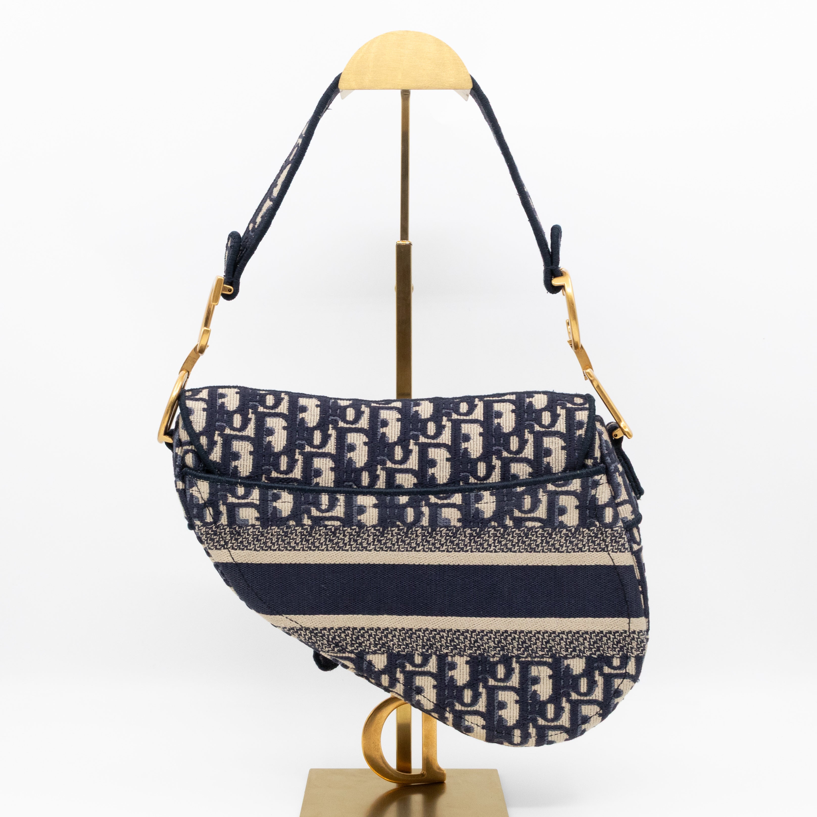 Saddle Bag Dior Oblique Embroidery with Canvas Shoulder Strap