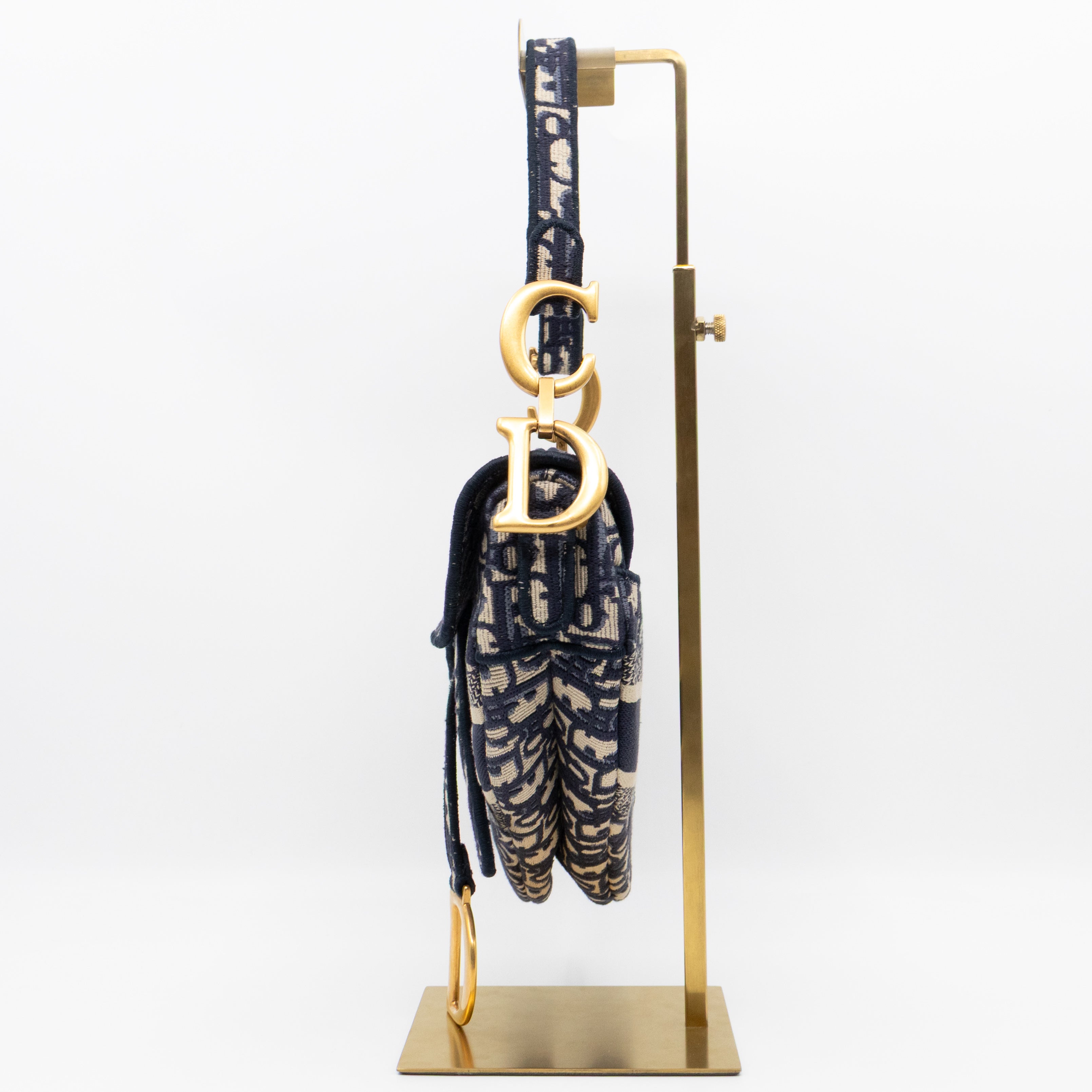 Saddle Bag Dior Oblique Embroidery with Canvas Shoulder Strap