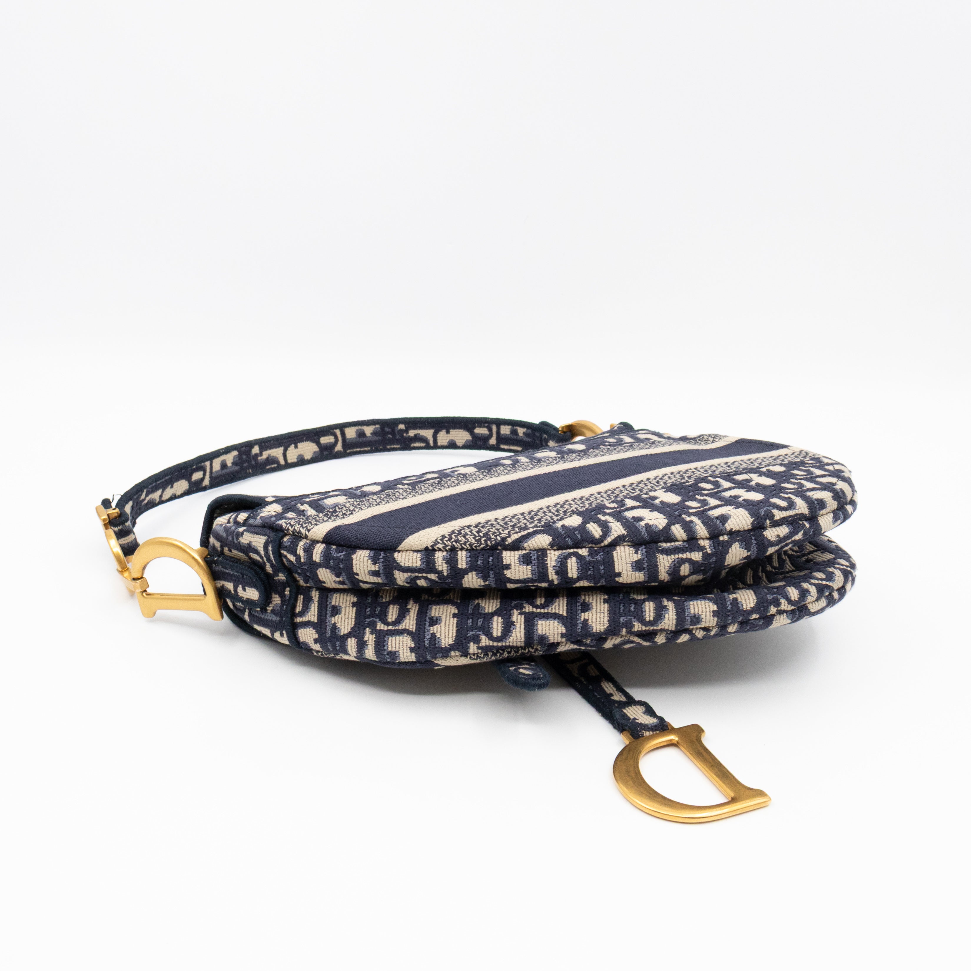 Saddle Bag Dior Oblique Embroidery with Canvas Shoulder Strap