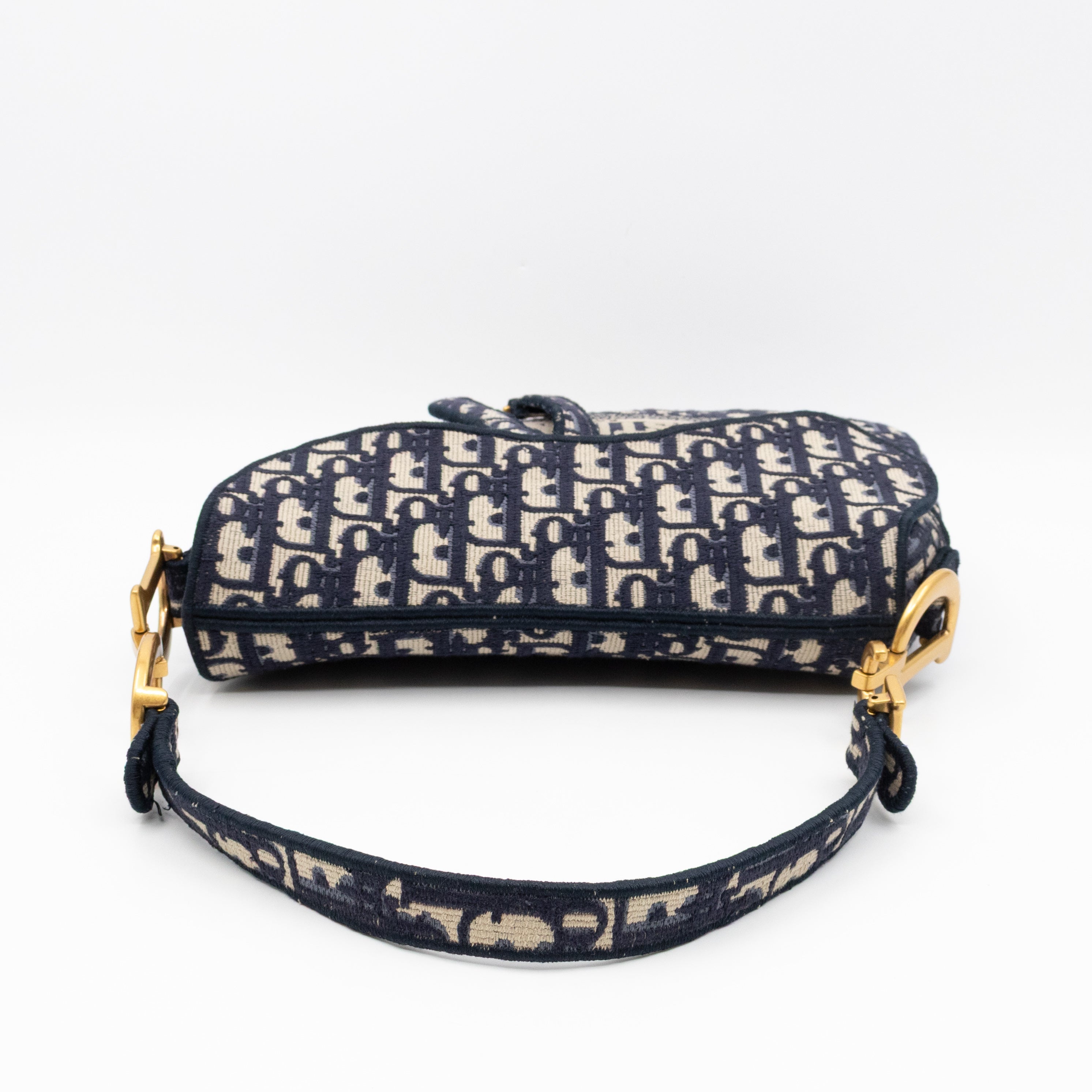 Saddle Bag Dior Oblique Embroidery with Canvas Shoulder Strap