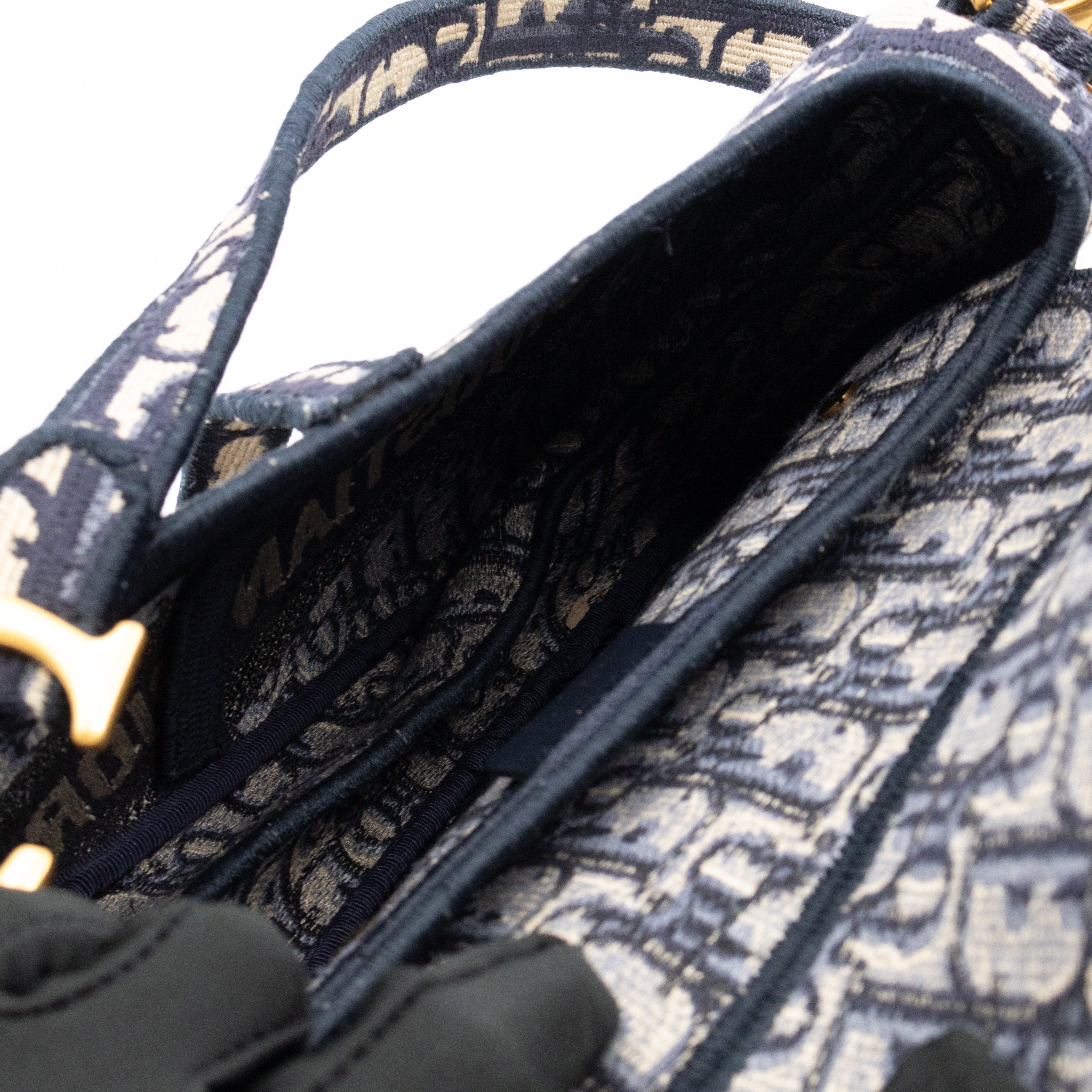 Saddle Bag Dior Oblique Embroidery with Canvas Shoulder Strap