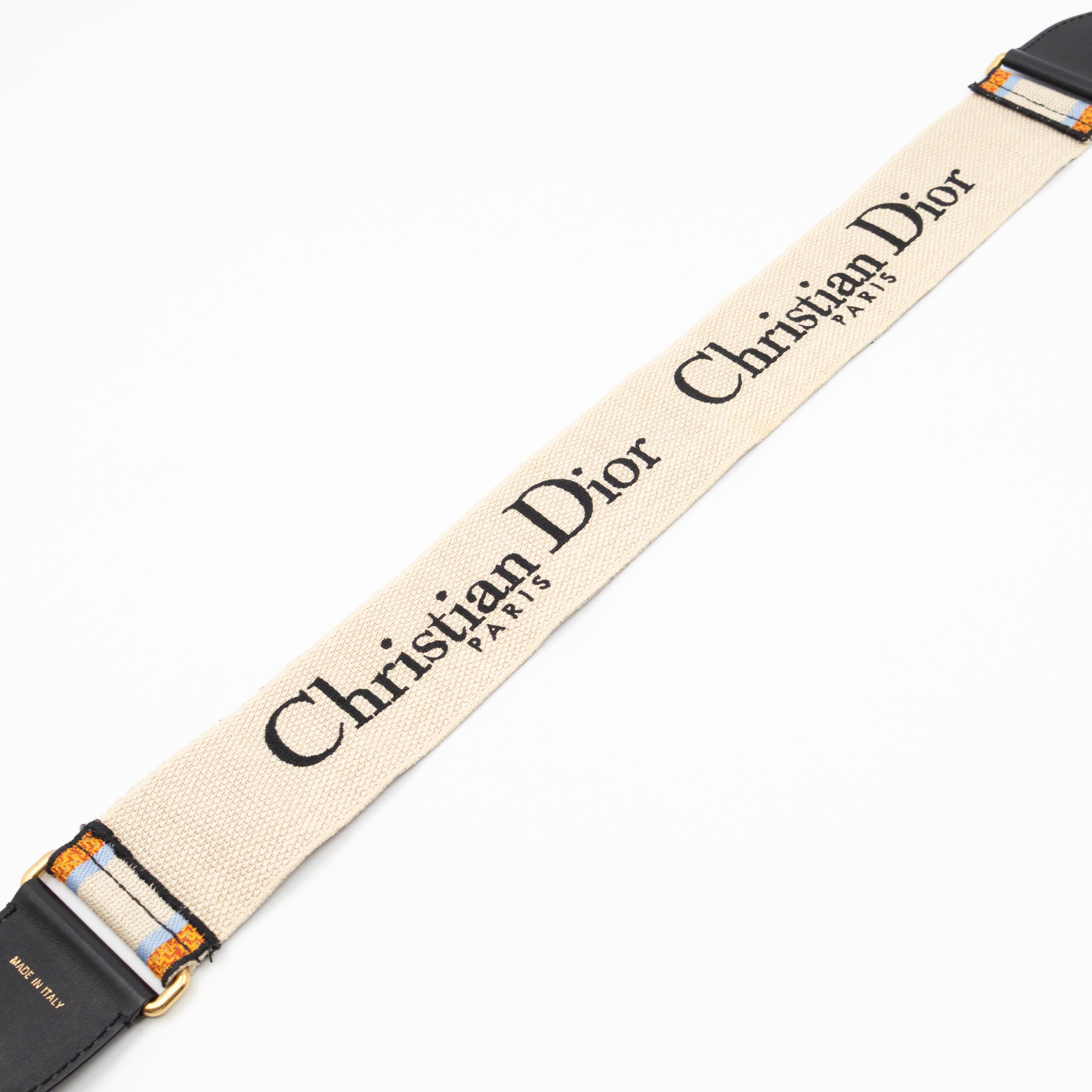 Saddle Bag Dior Oblique Embroidery with Canvas Shoulder Strap