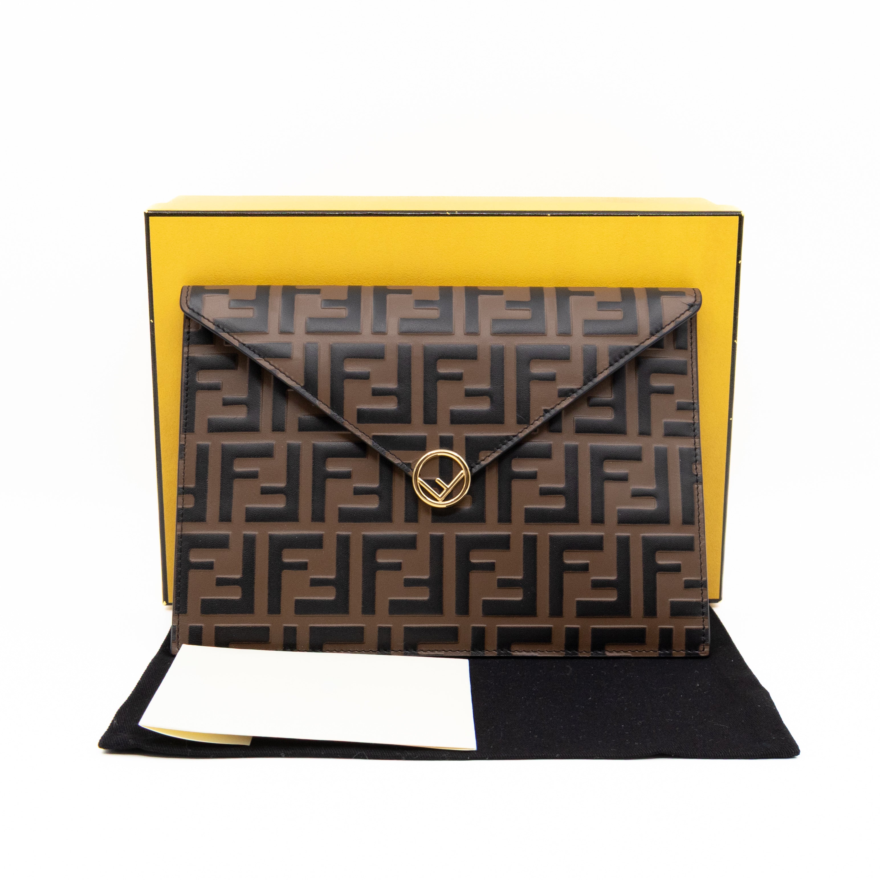 FF Diamonds Flat Pouch FF Brown Leather