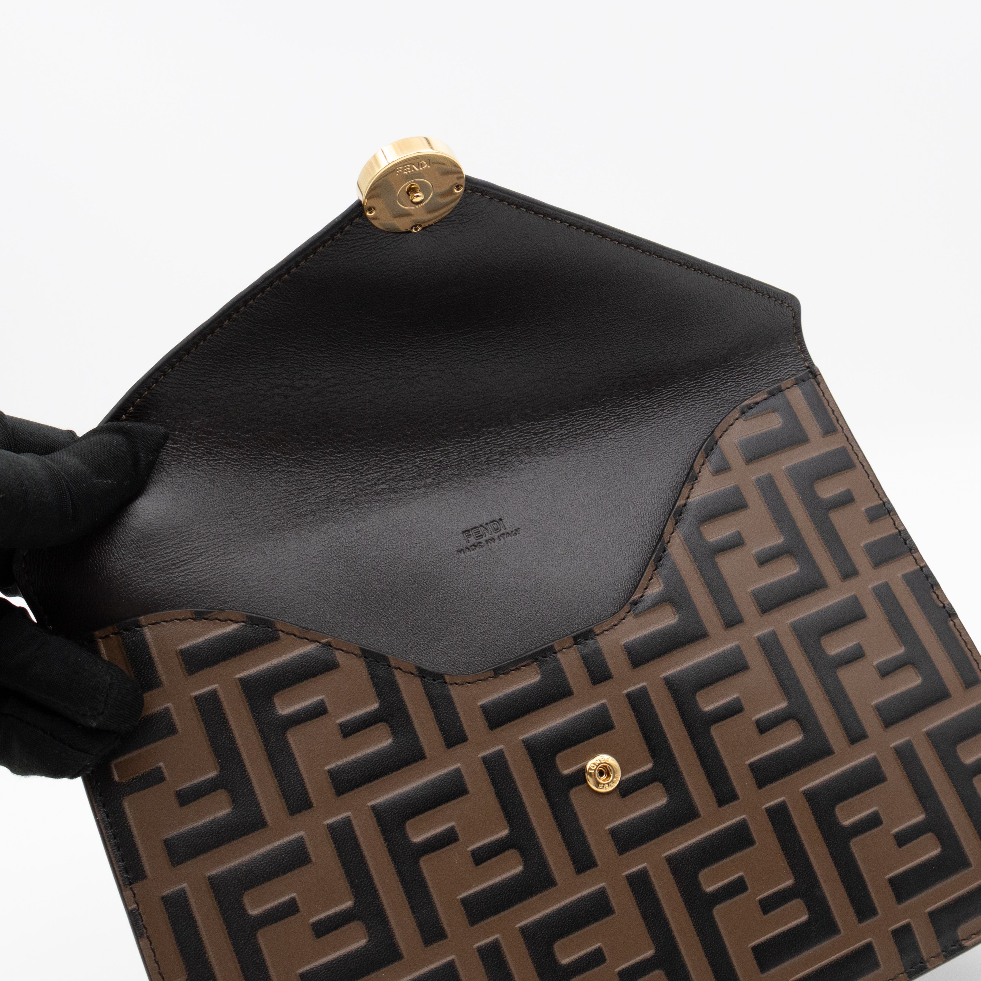 FF Diamonds Flat Pouch FF Brown Leather