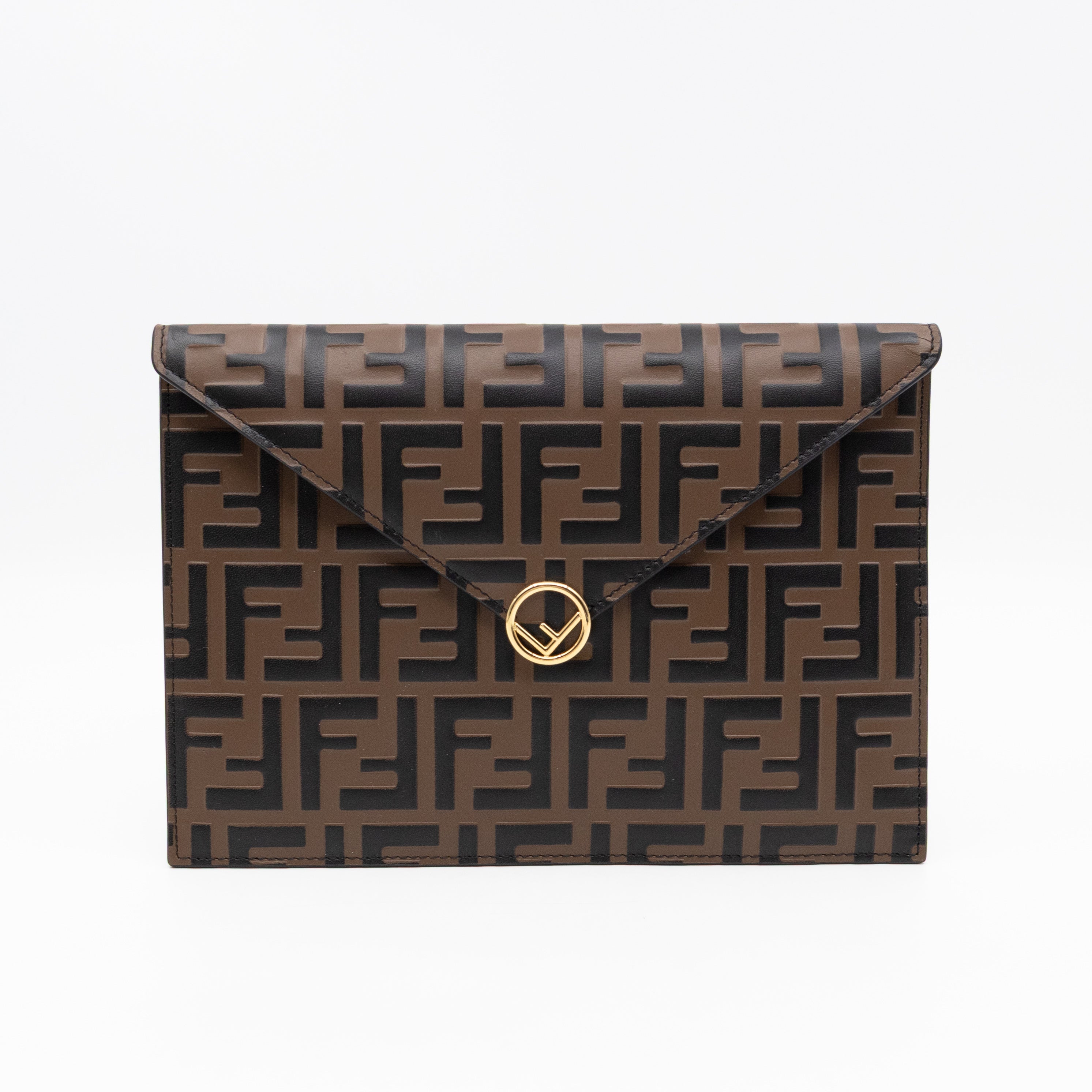 FF Diamonds Flat Pouch FF Brown Leather