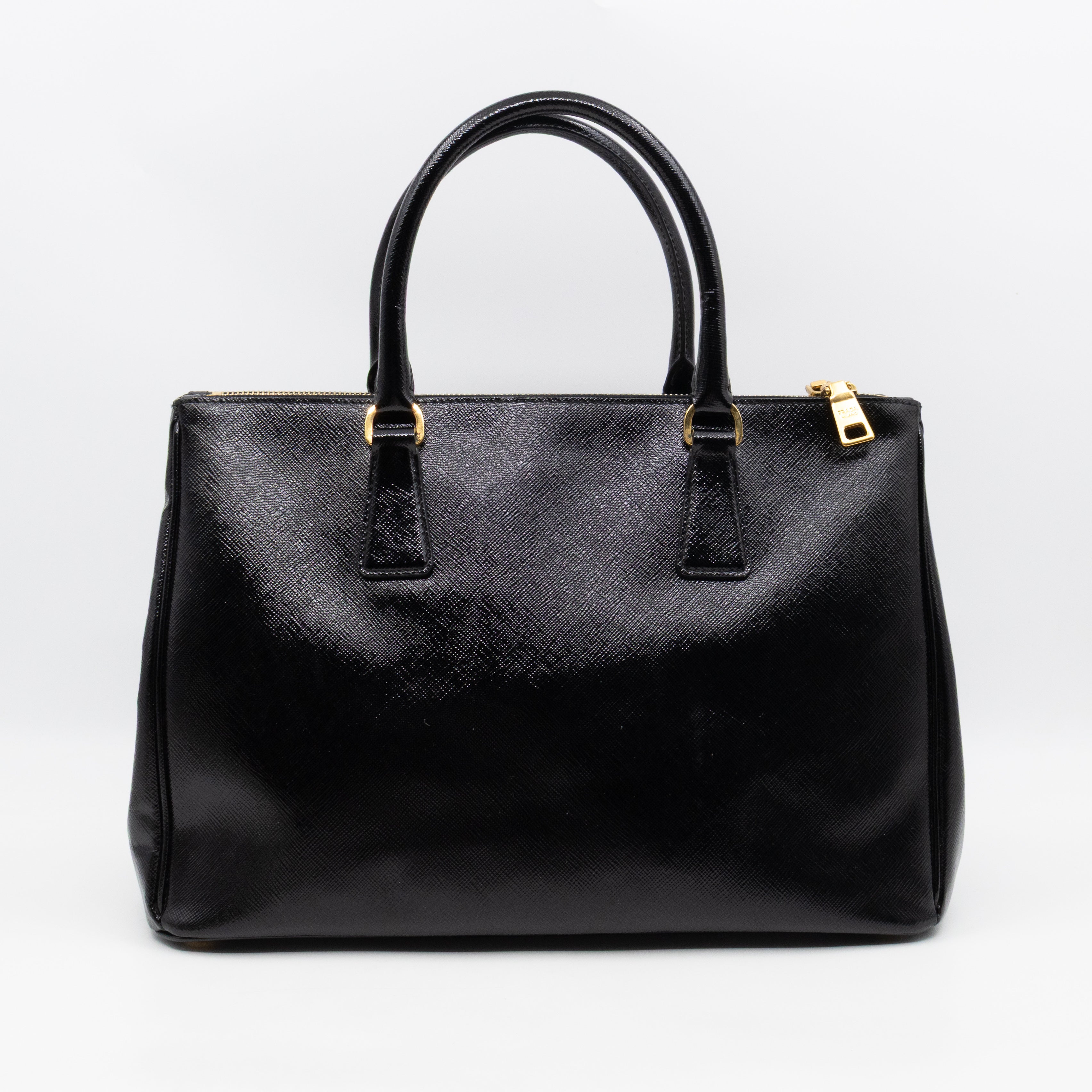 Galleria Double Zip Large Black Saffiano Leather