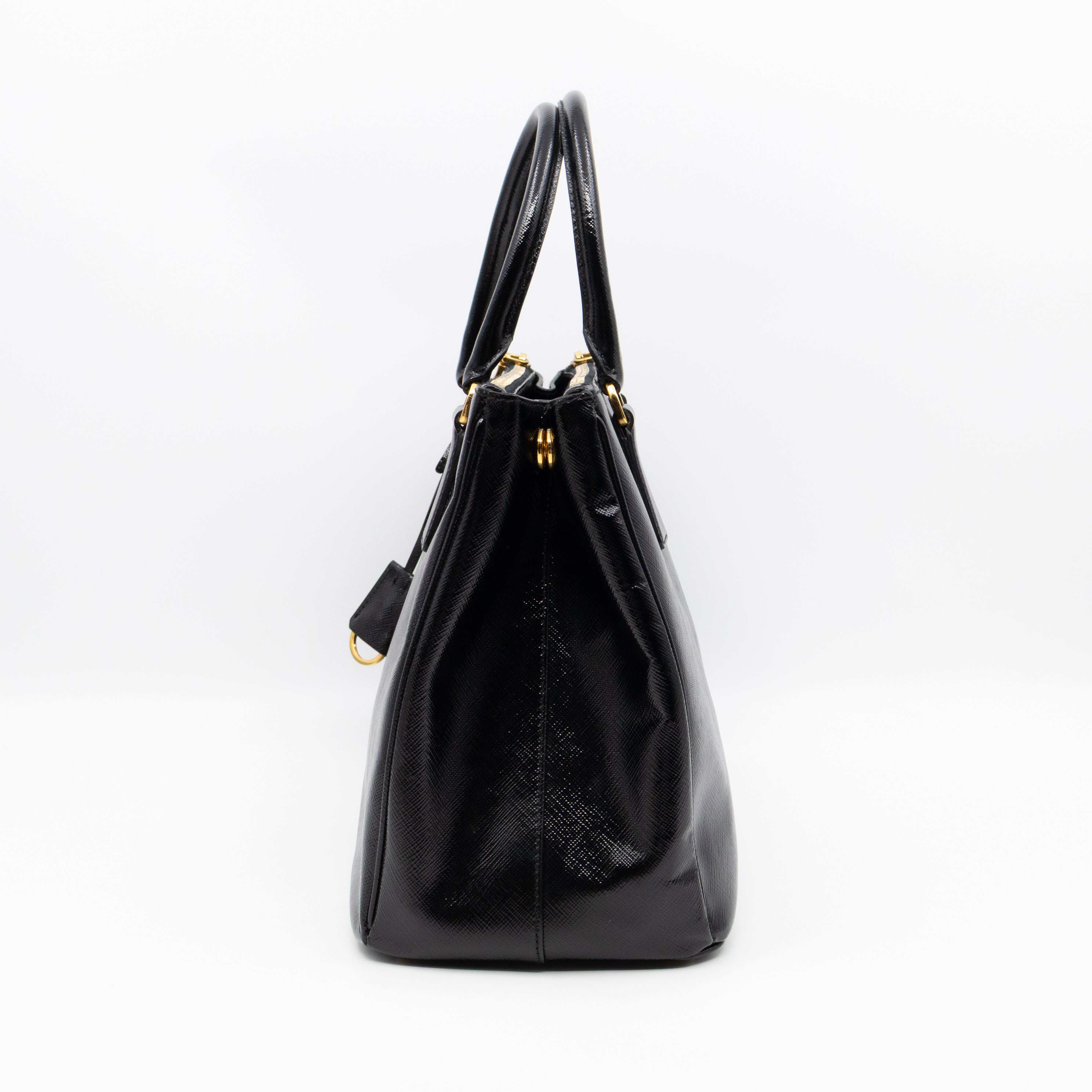 Galleria Double Zip Large Black Saffiano Leather