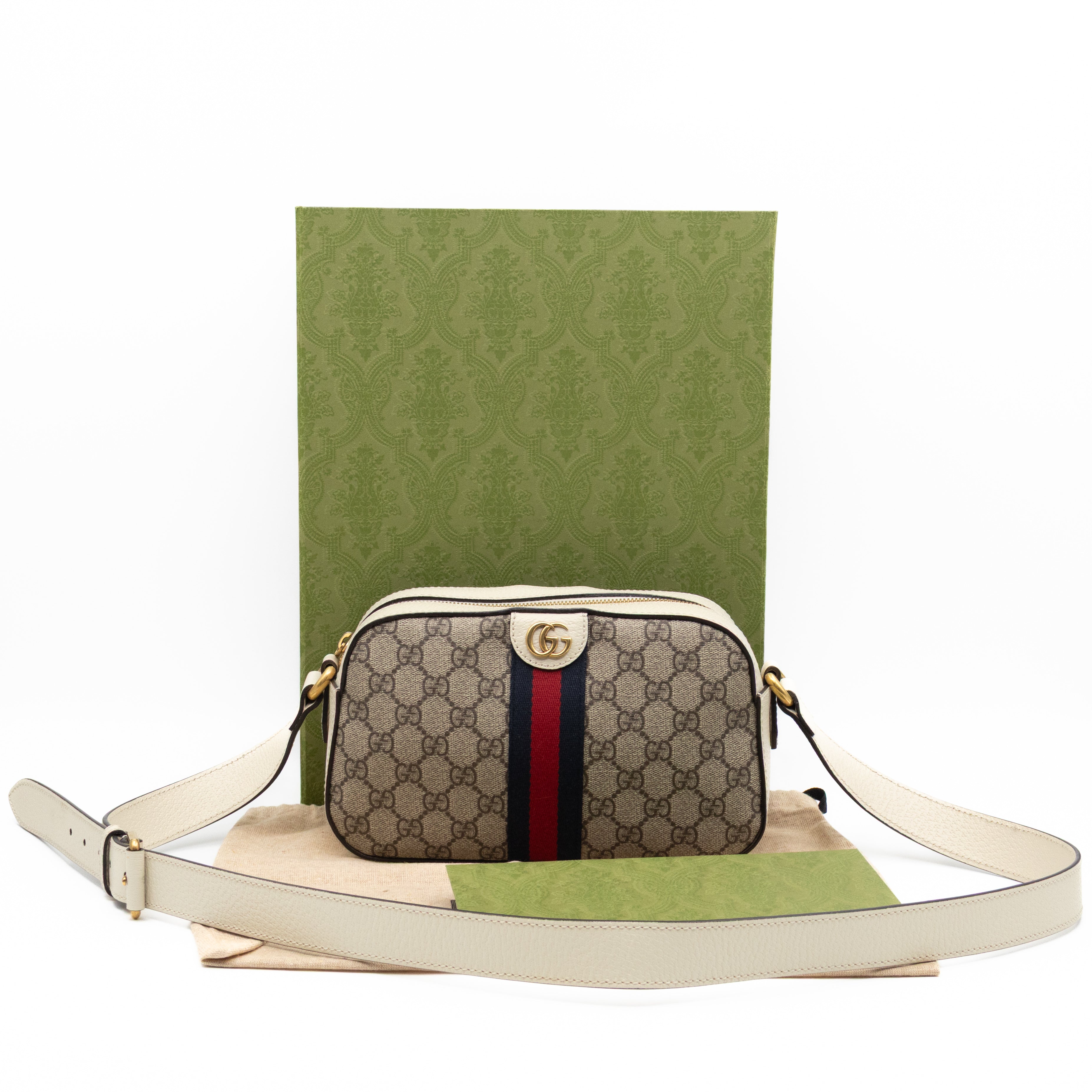 Ophidia Crossbody Bag GG Supreme White Leather