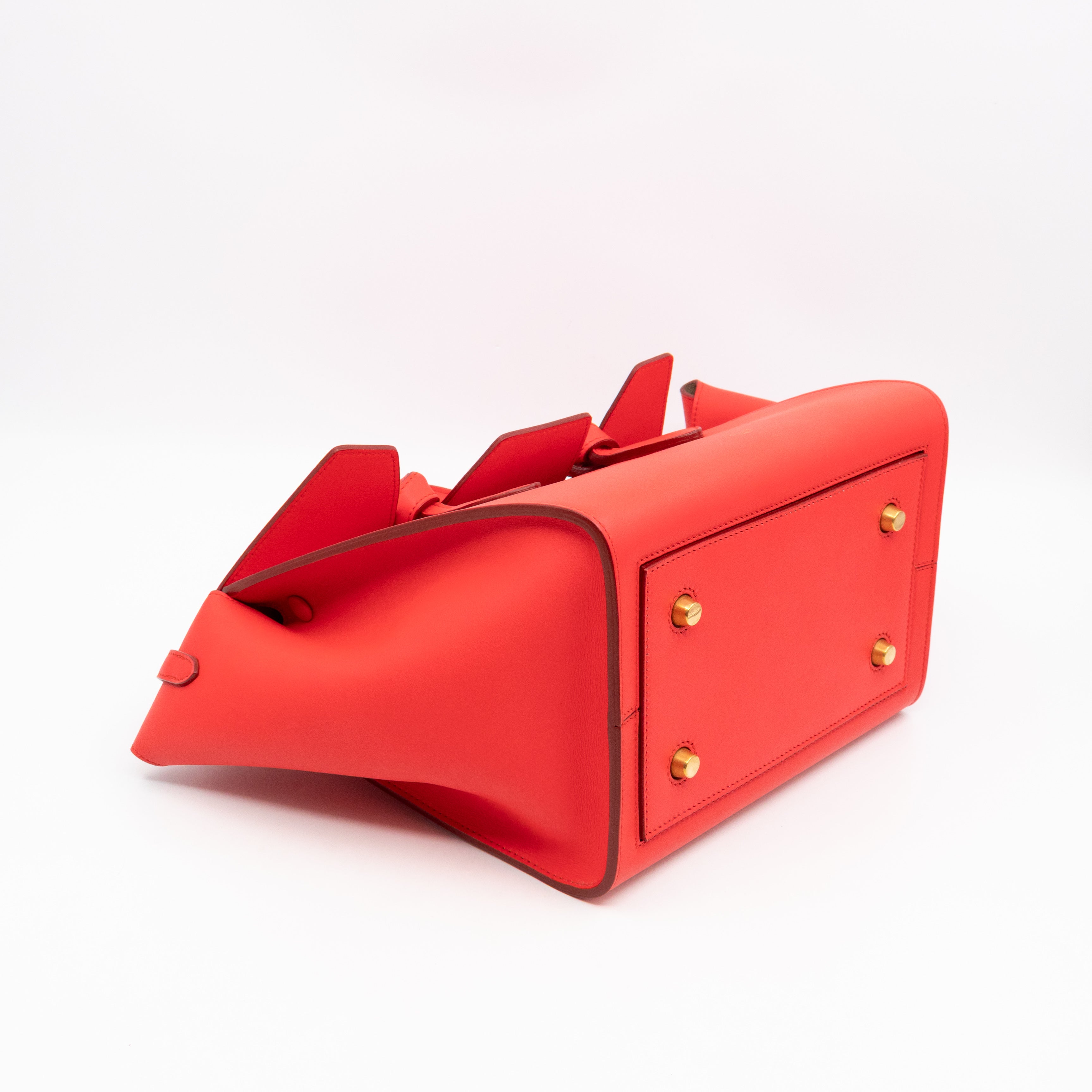 Tie Tote Bag Mini Red Leather