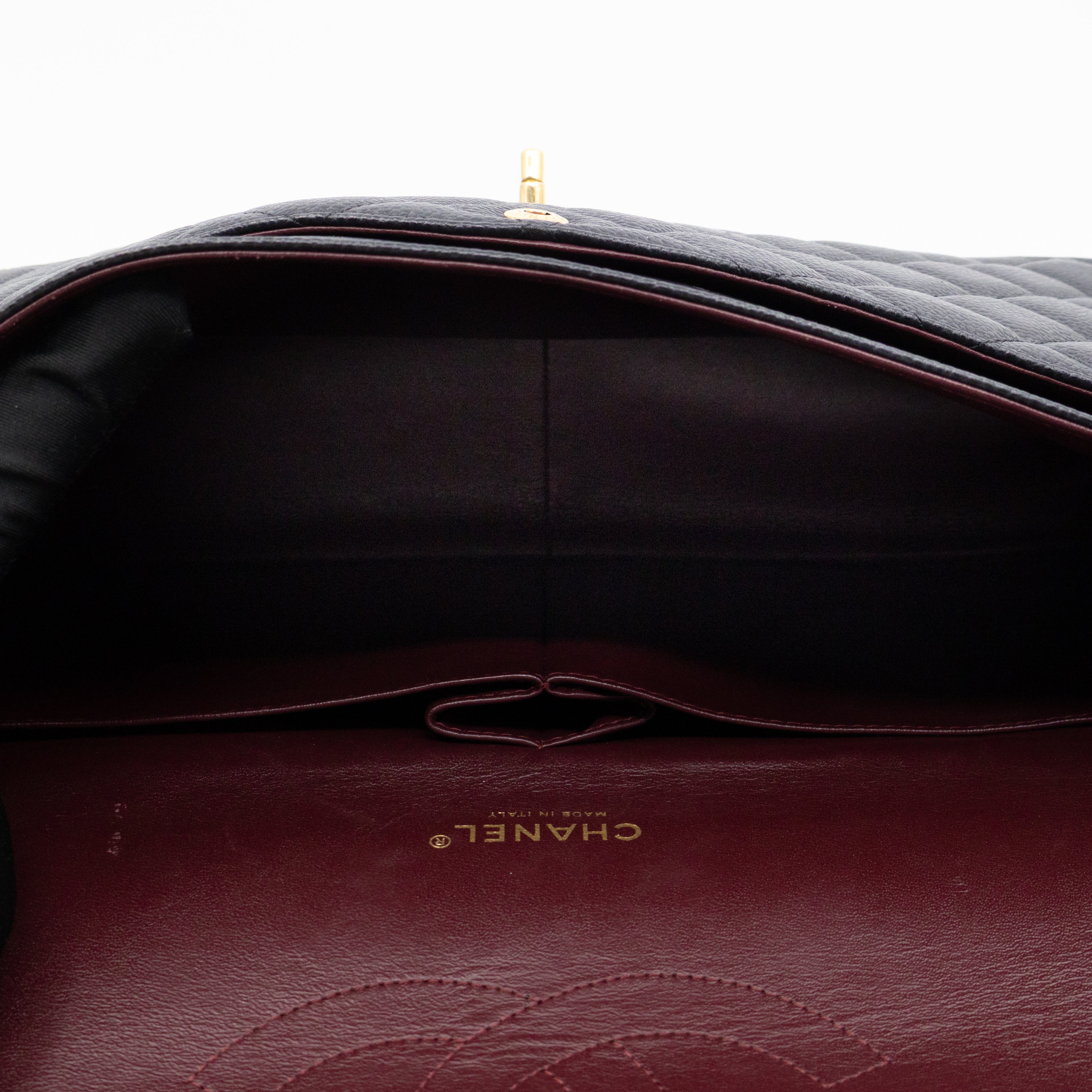 Classic Double Flap Maxi Black Caviar Leather Gold