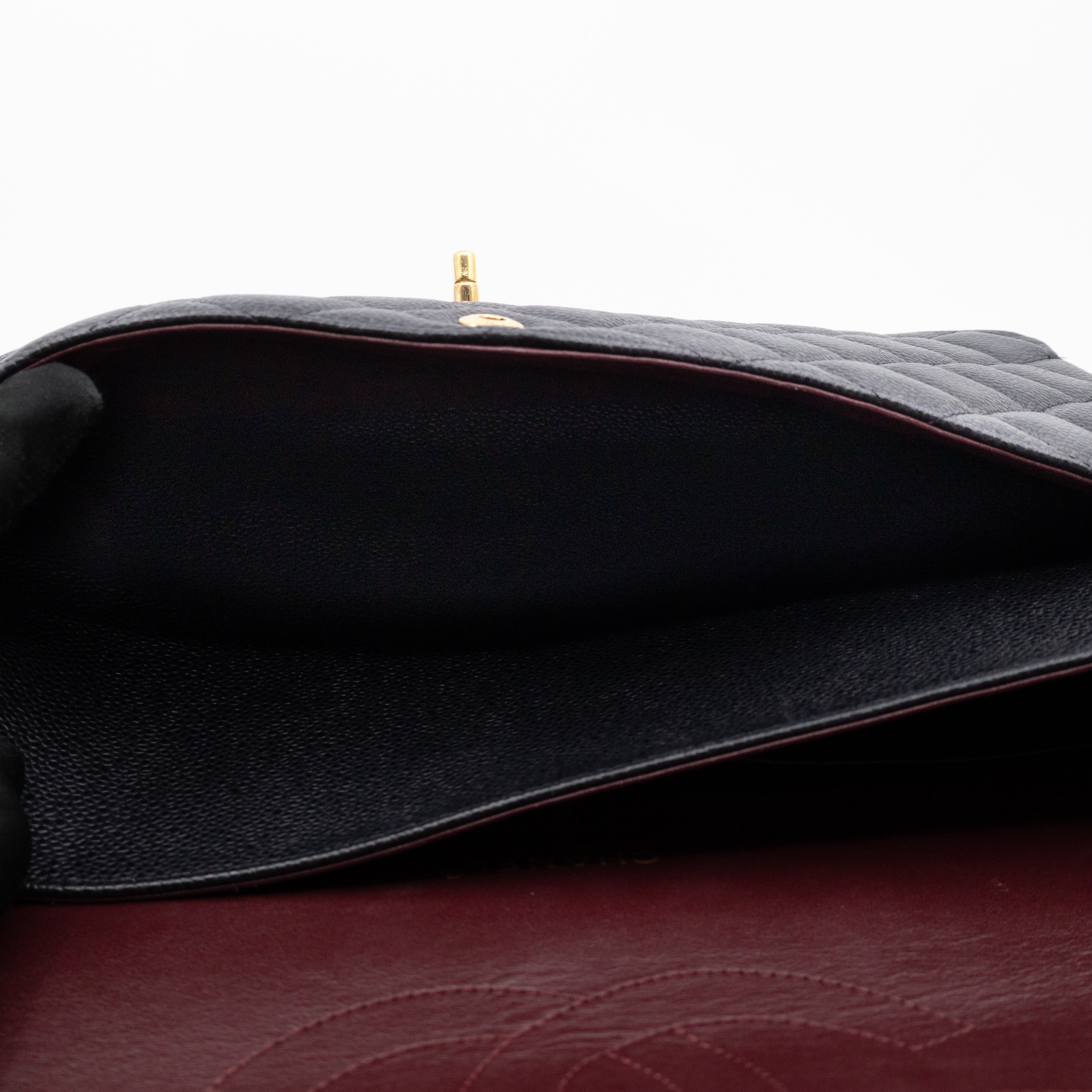 Classic Double Flap Maxi Black Caviar Leather Gold