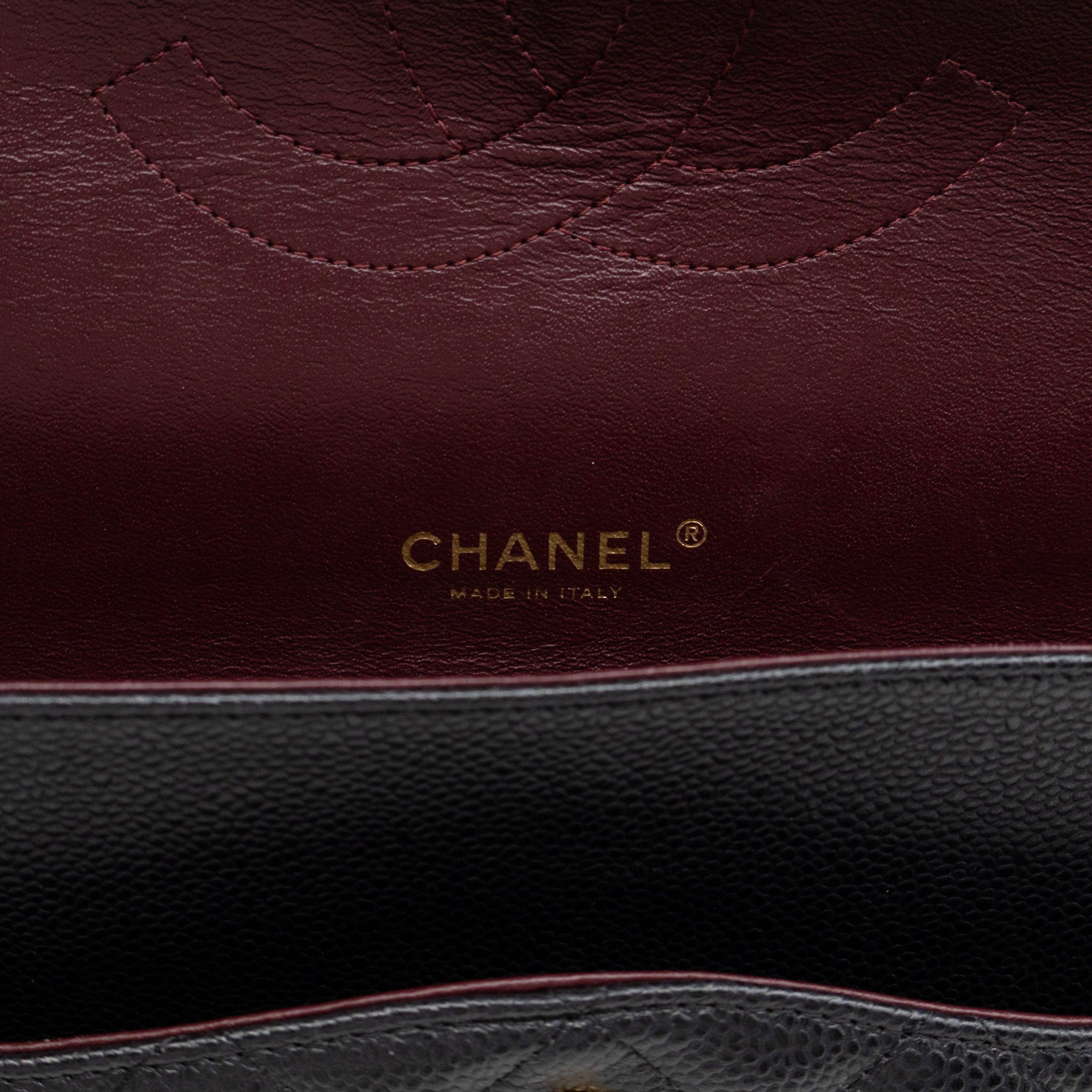 Classic Double Flap Maxi Black Caviar Leather Gold