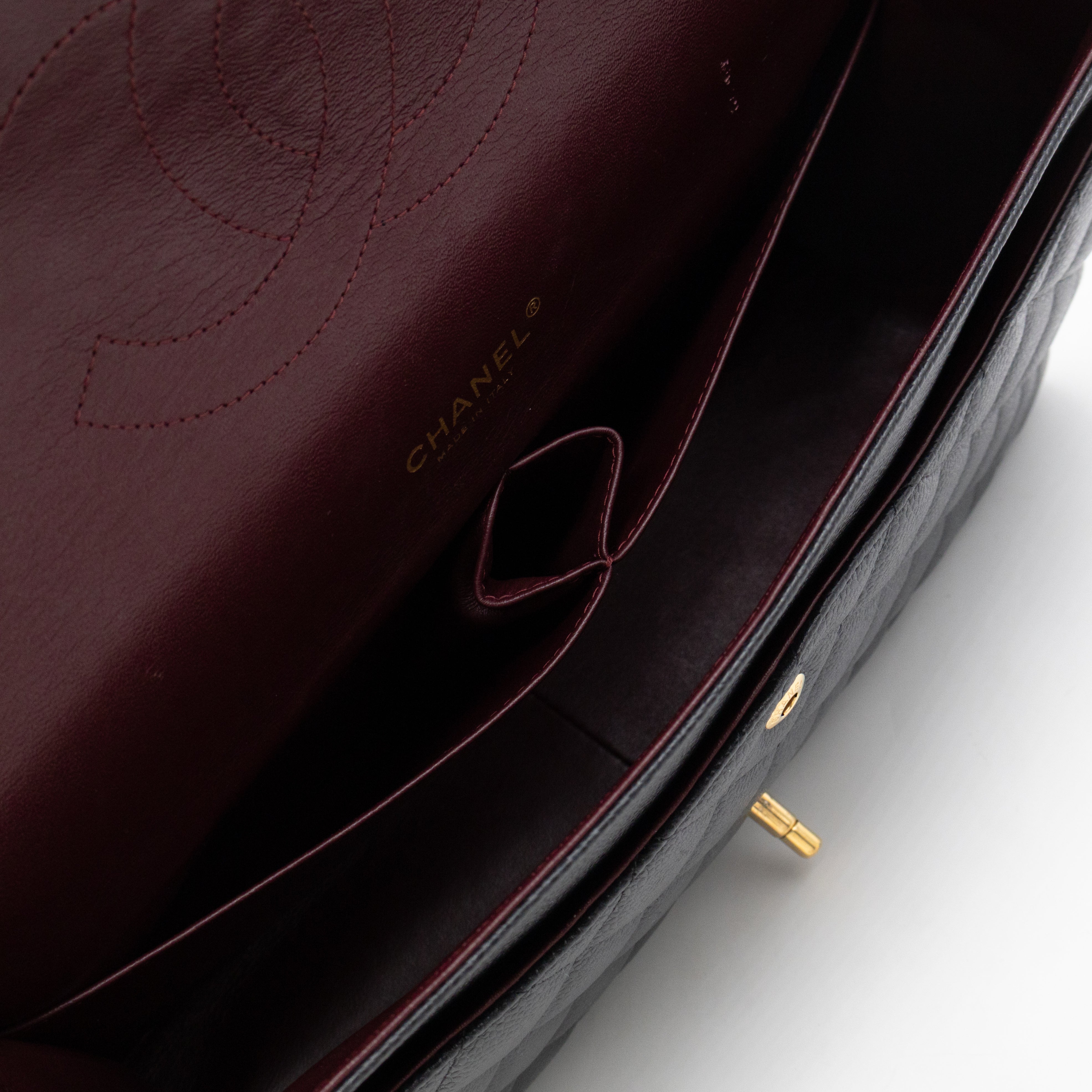 Classic Double Flap Maxi Black Caviar Leather Gold