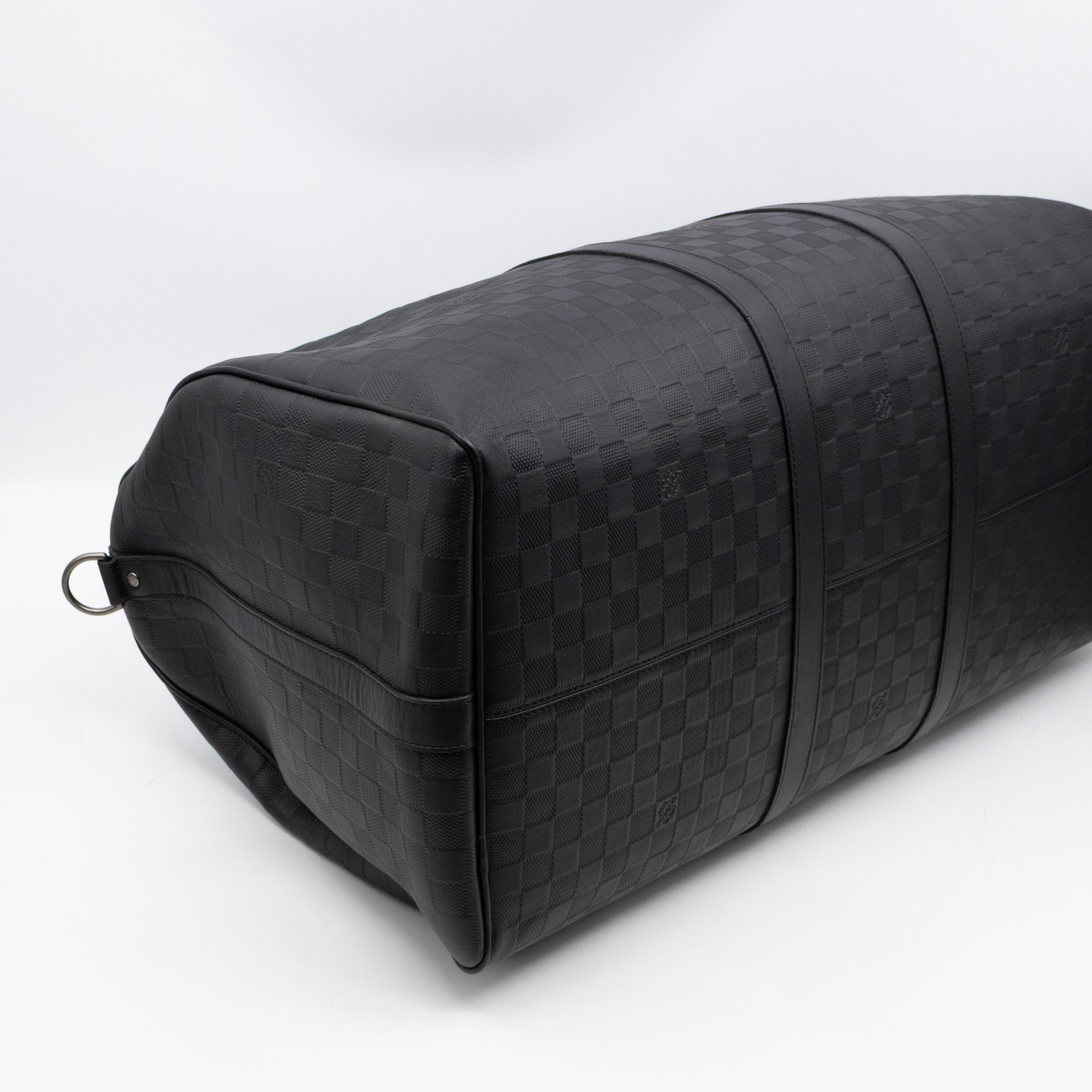 Keepall 55 Bandouliere Onyx Damier Infini Leather