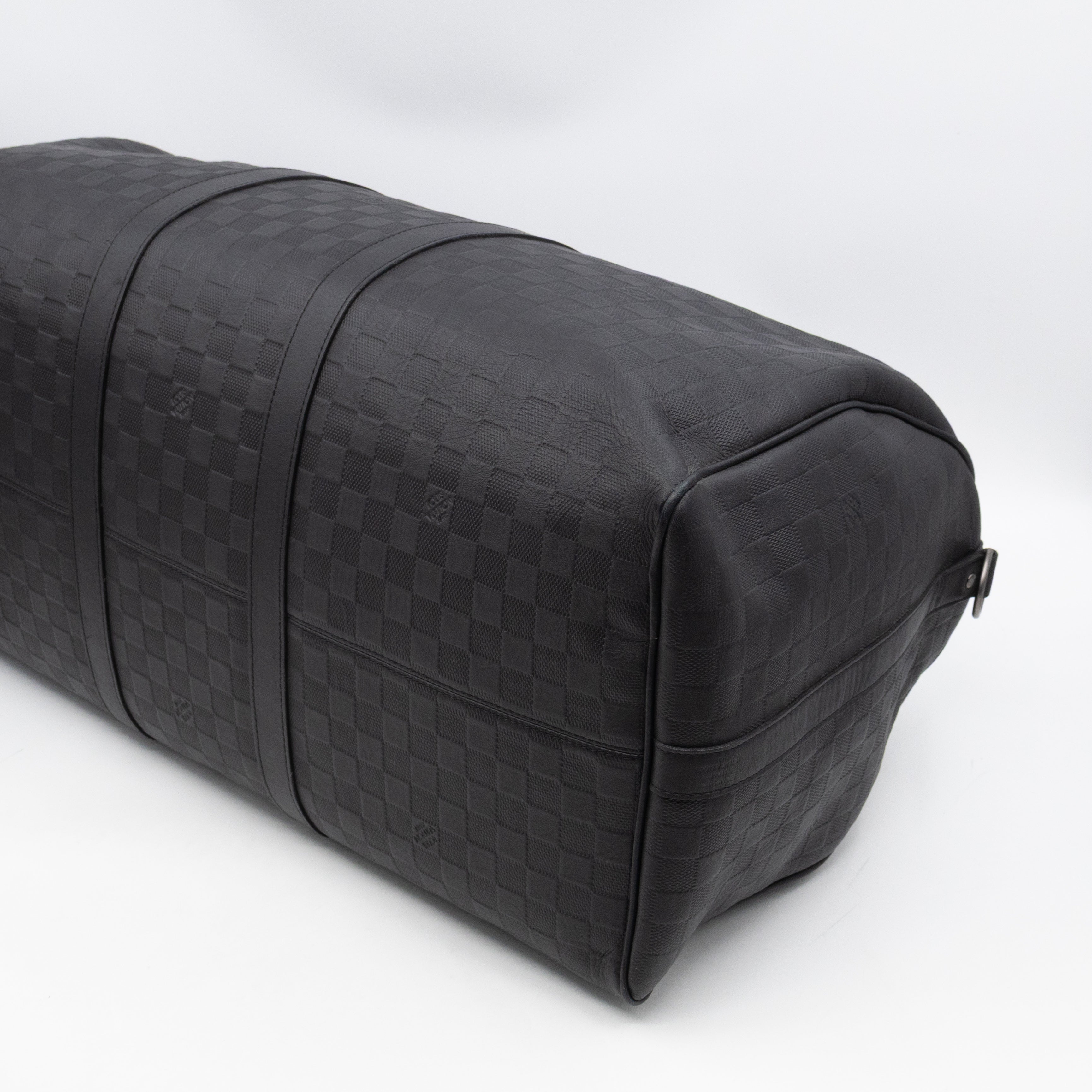 Keepall 55 Bandouliere Onyx Damier Infini Leather
