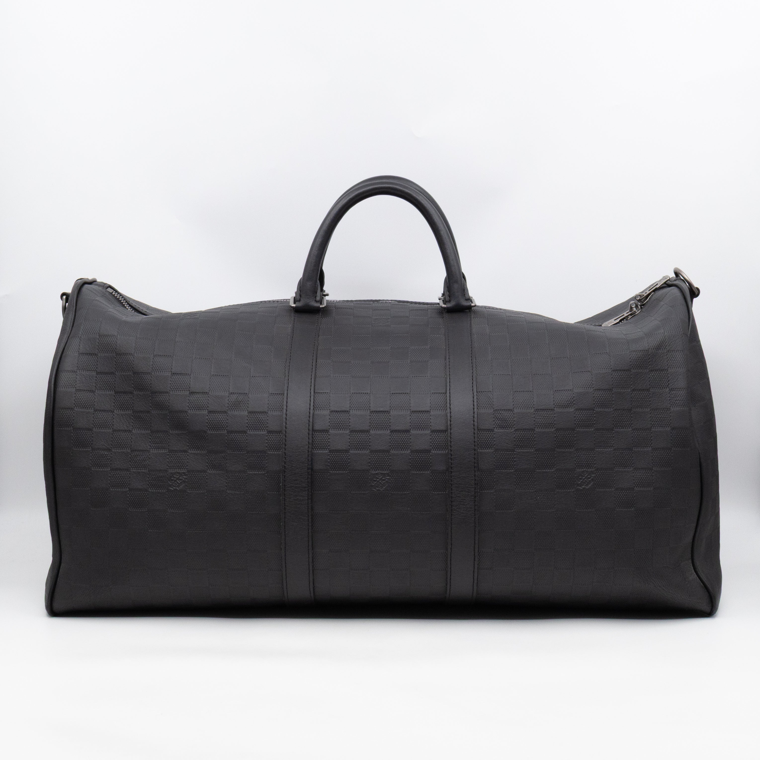 Keepall 55 Bandouliere Onyx Damier Infini Leather