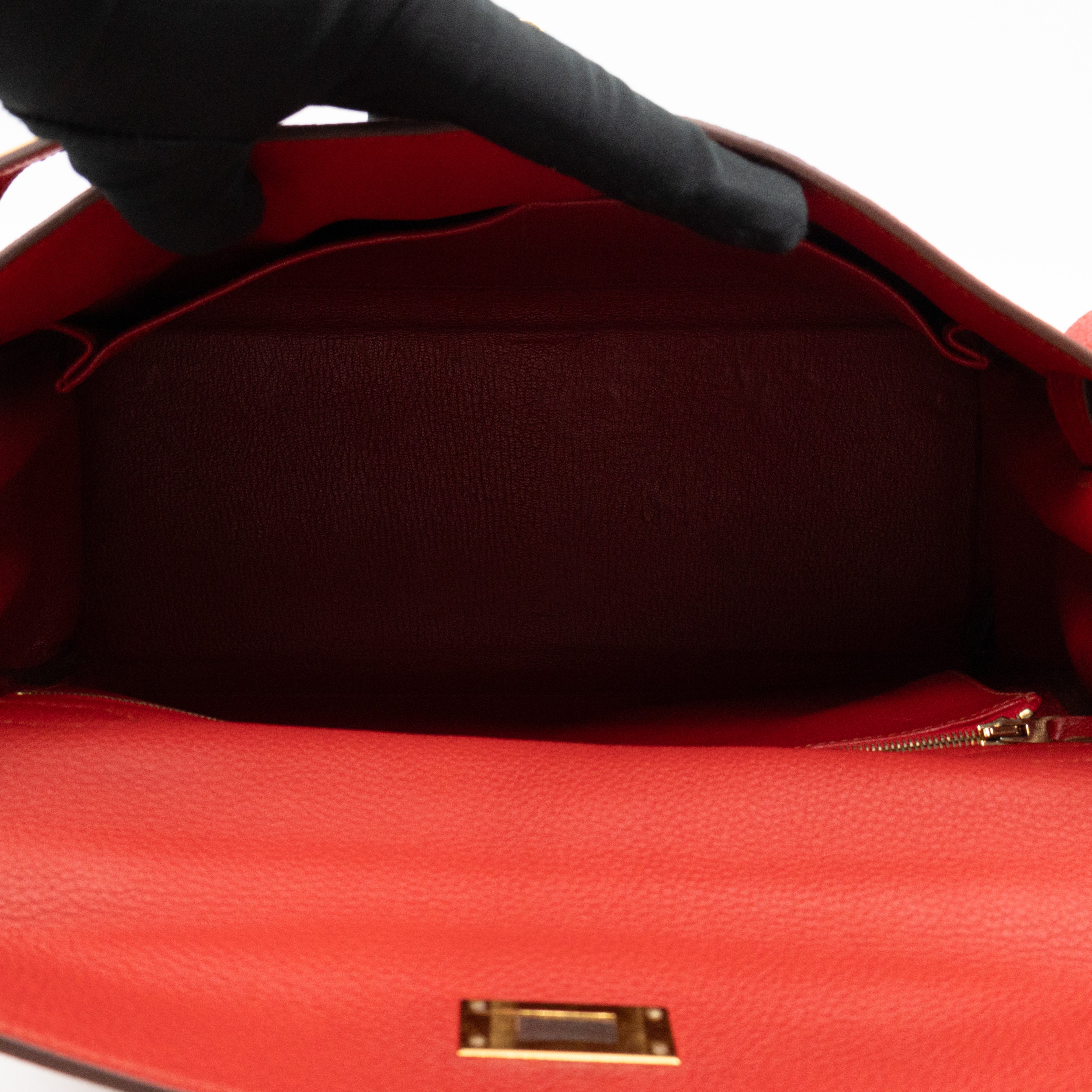 Kelly 32 Rouge Casaque Taurillon Clemence Leather