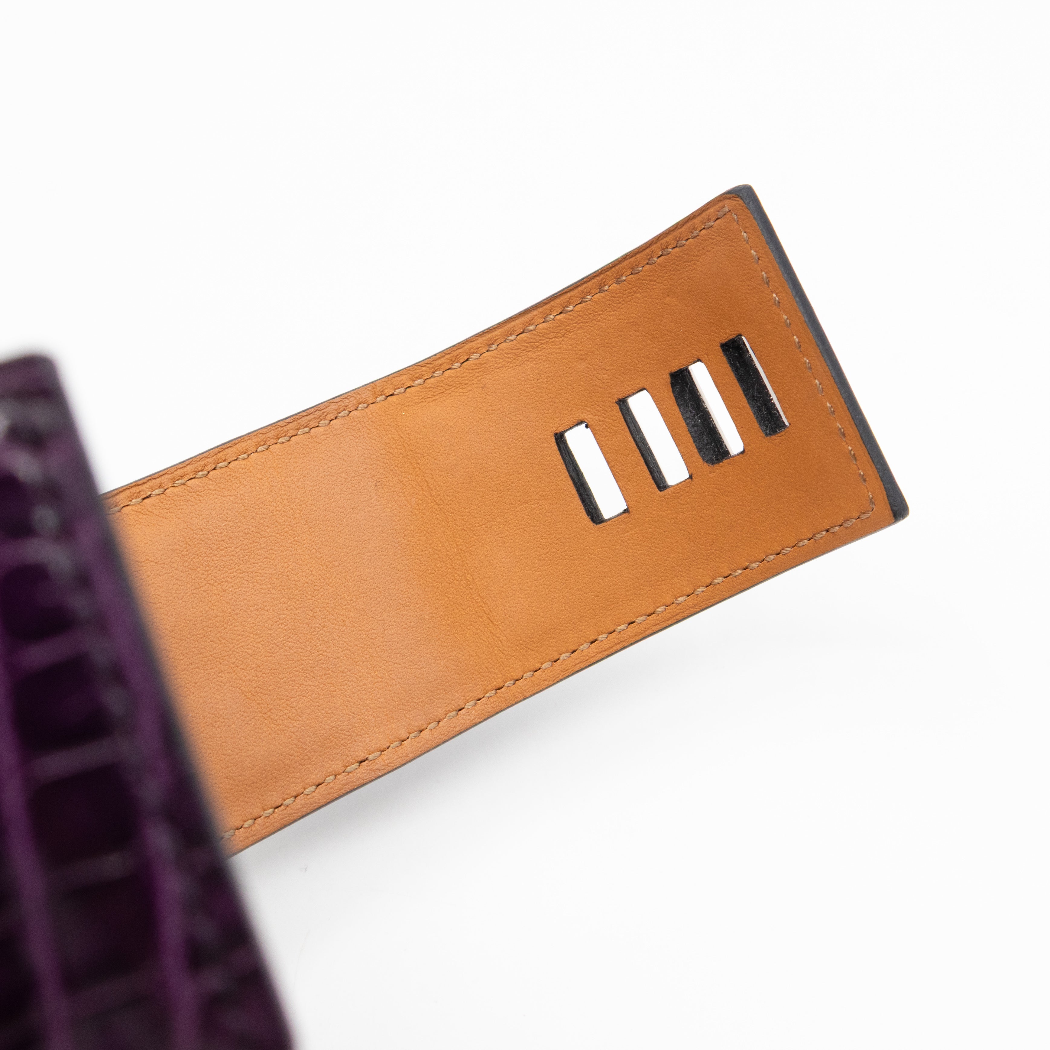 Collier de Chien Bracelet Silver & Purple Alligator Leather