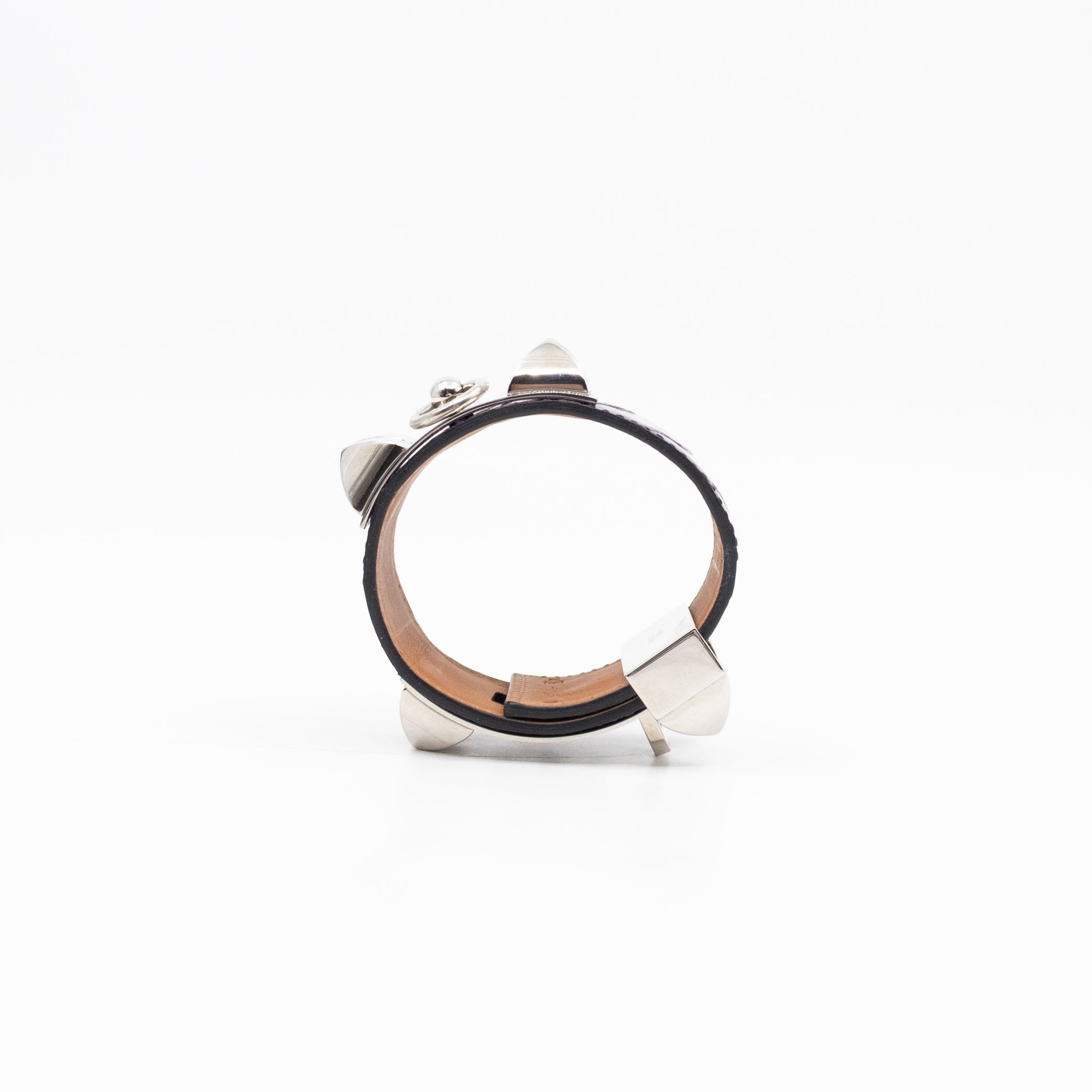 Collier de Chien Bracelet Silver & Purple Alligator Leather