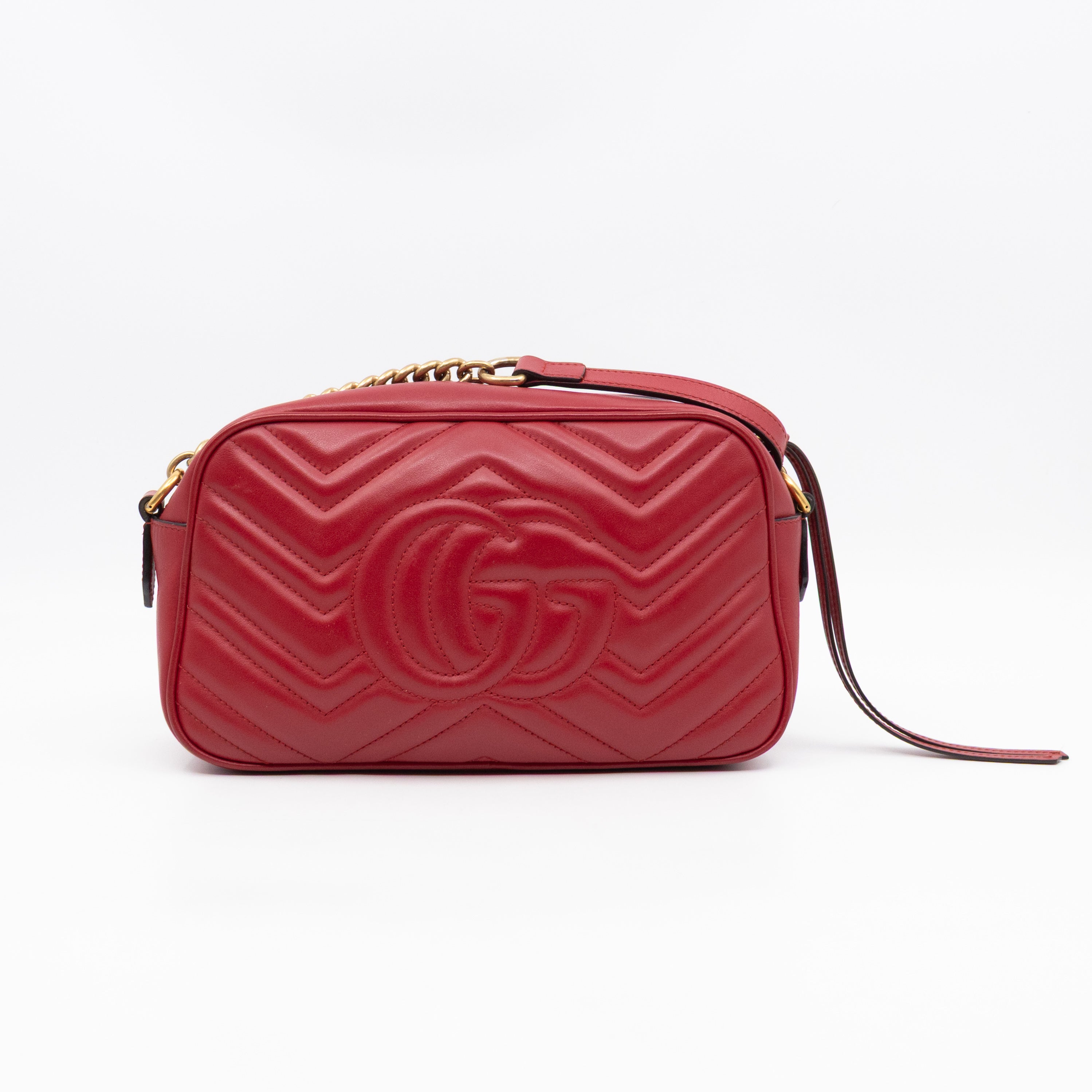 GG Marmont Small Matelasse Red Leather