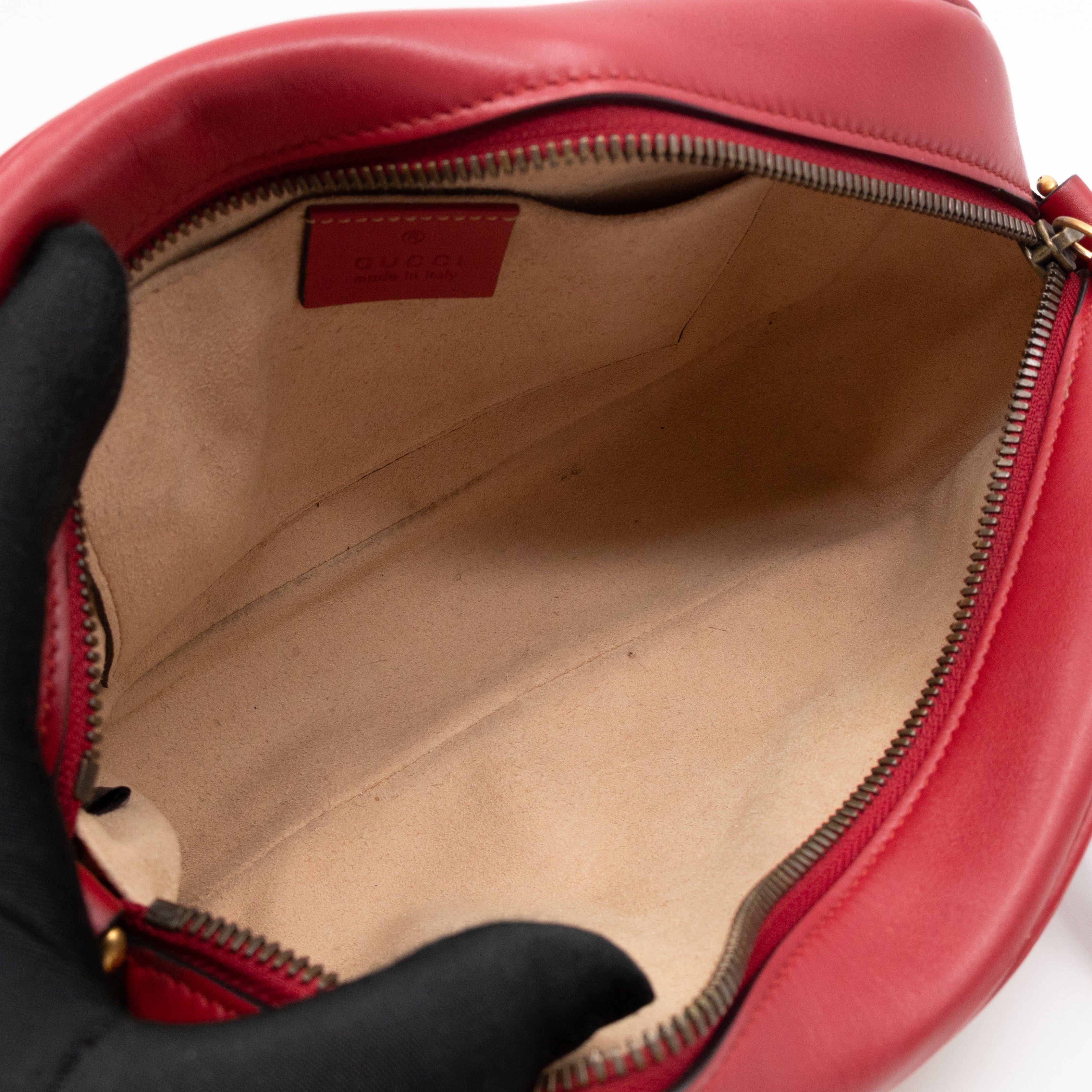 GG Marmont Small Matelasse Red Leather