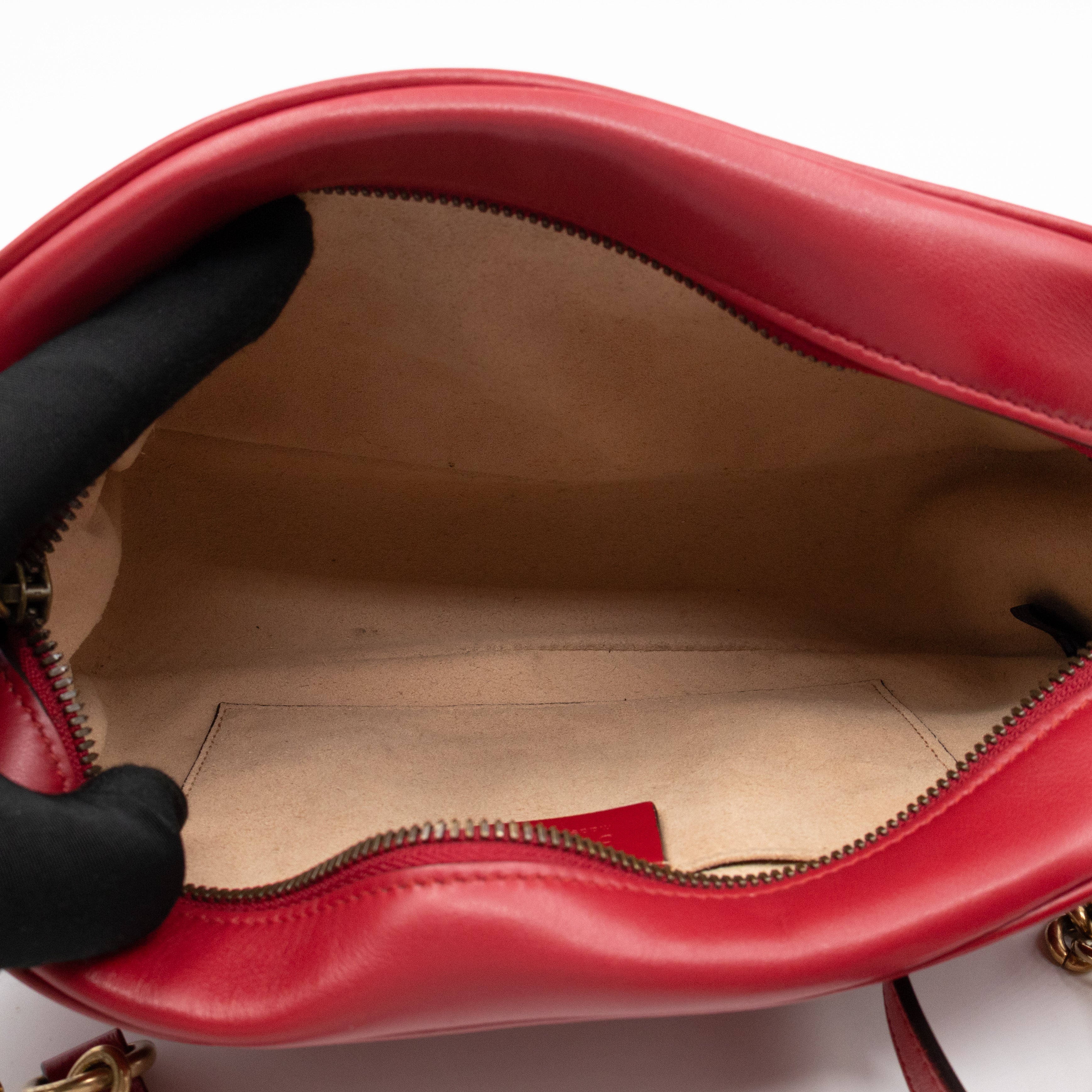 GG Marmont Small Matelasse Red Leather