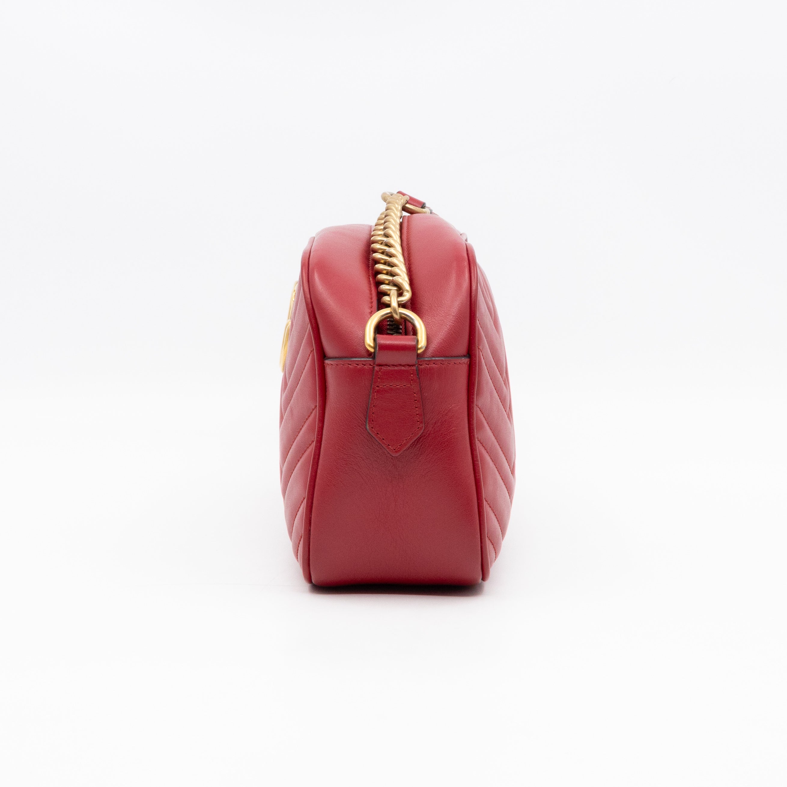 GG Marmont Small Matelasse Red Leather