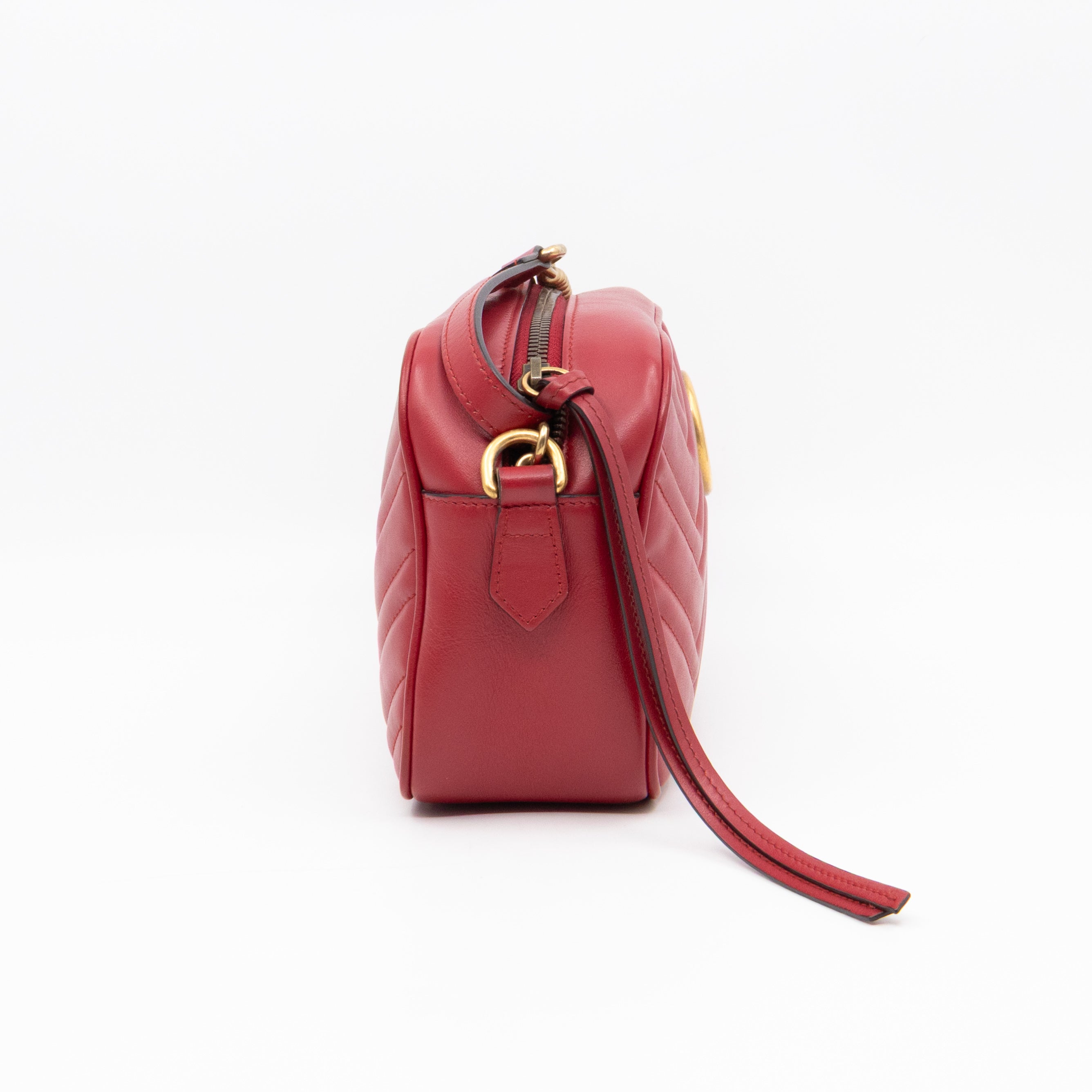 GG Marmont Small Matelasse Red Leather