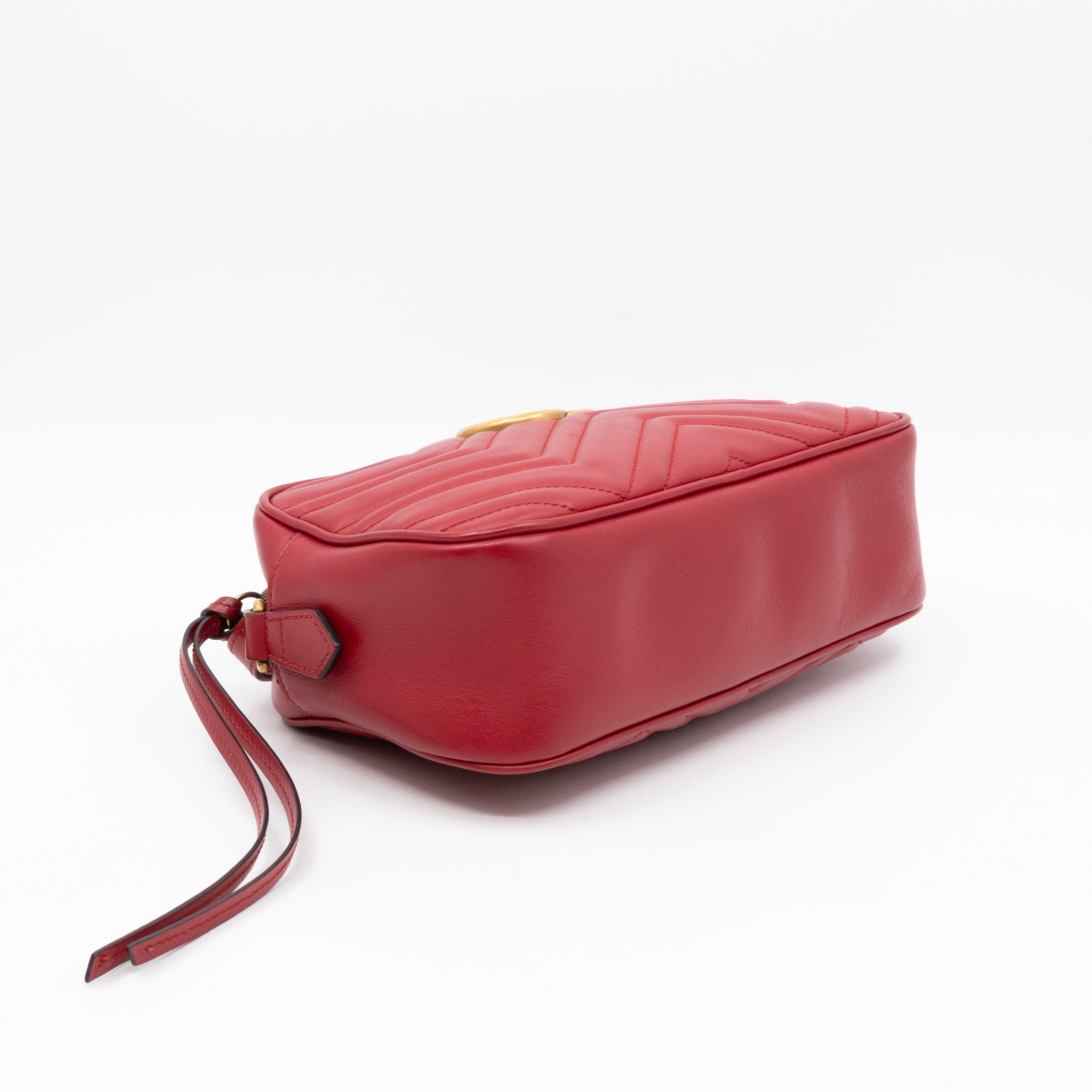 GG Marmont Small Matelasse Red Leather