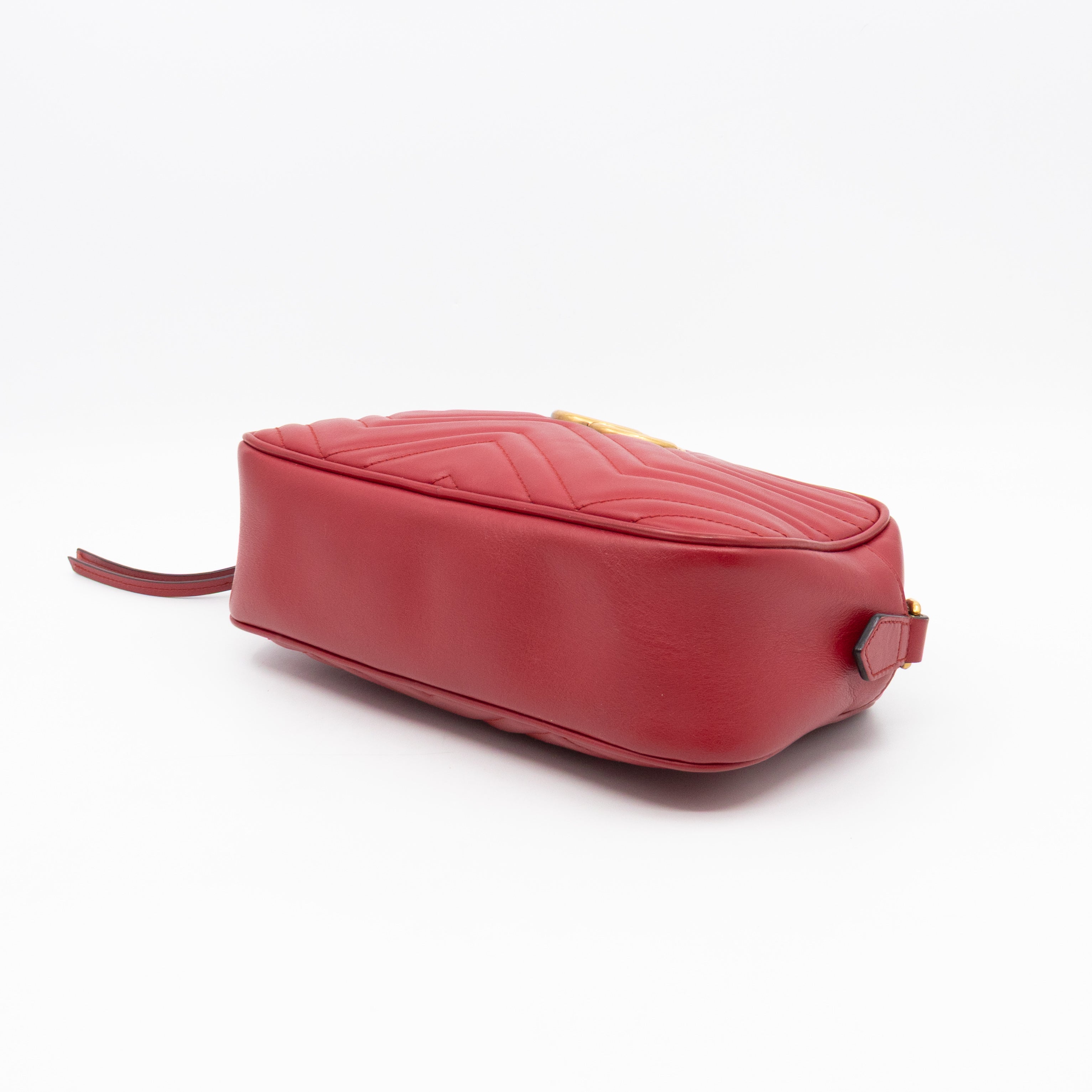 GG Marmont Small Matelasse Red Leather