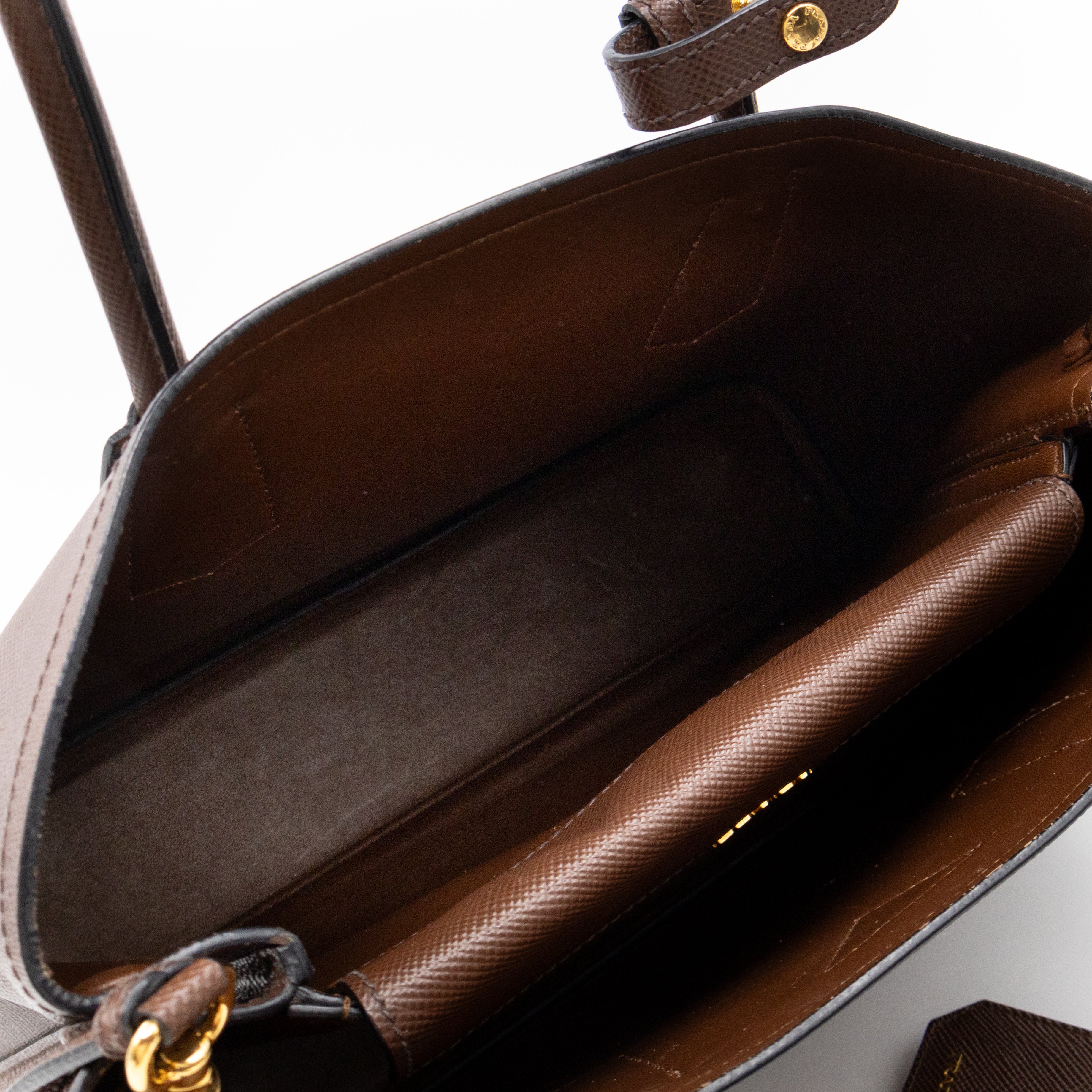Double Bag Large Brown Saffiano Leather