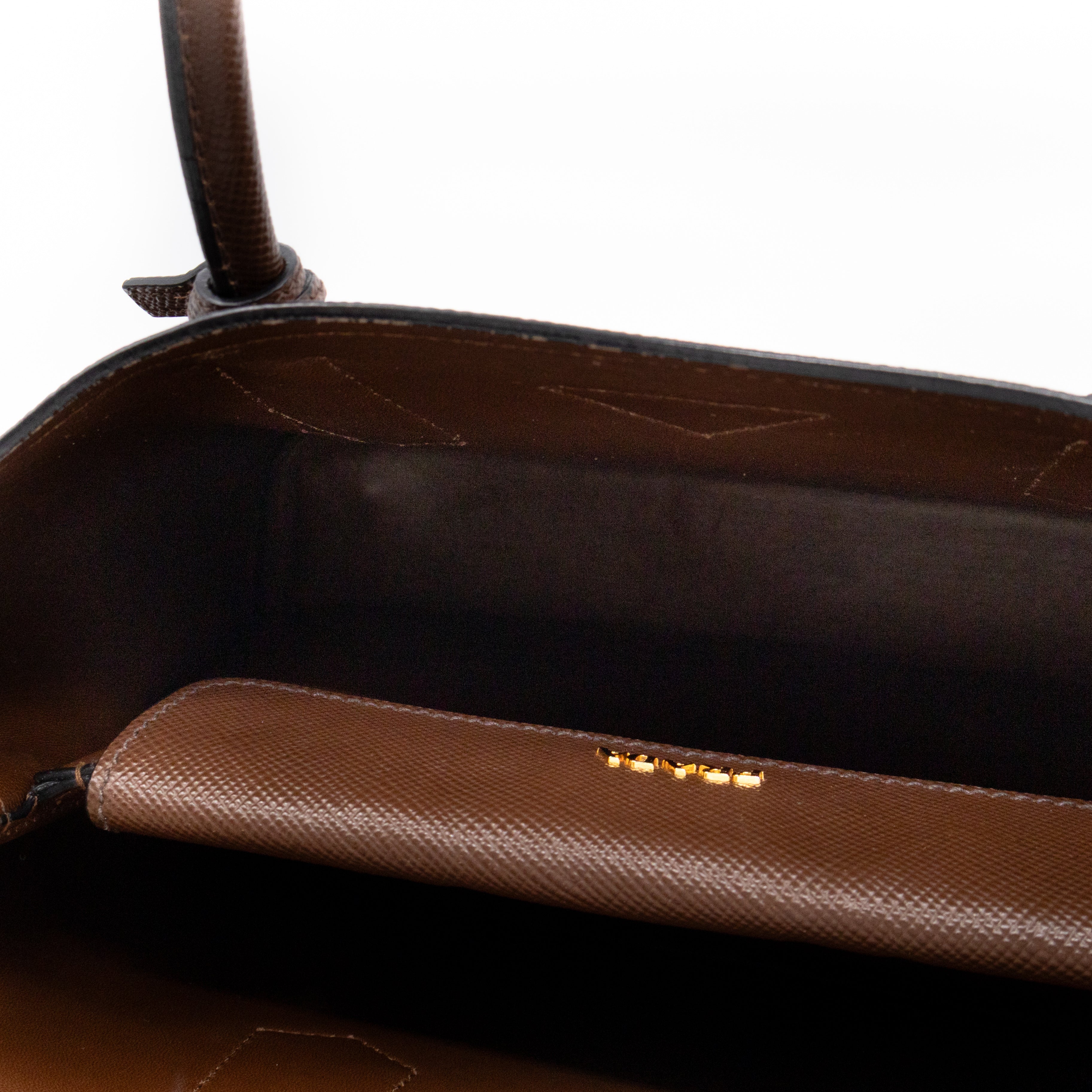 Double Bag Large Brown Saffiano Leather