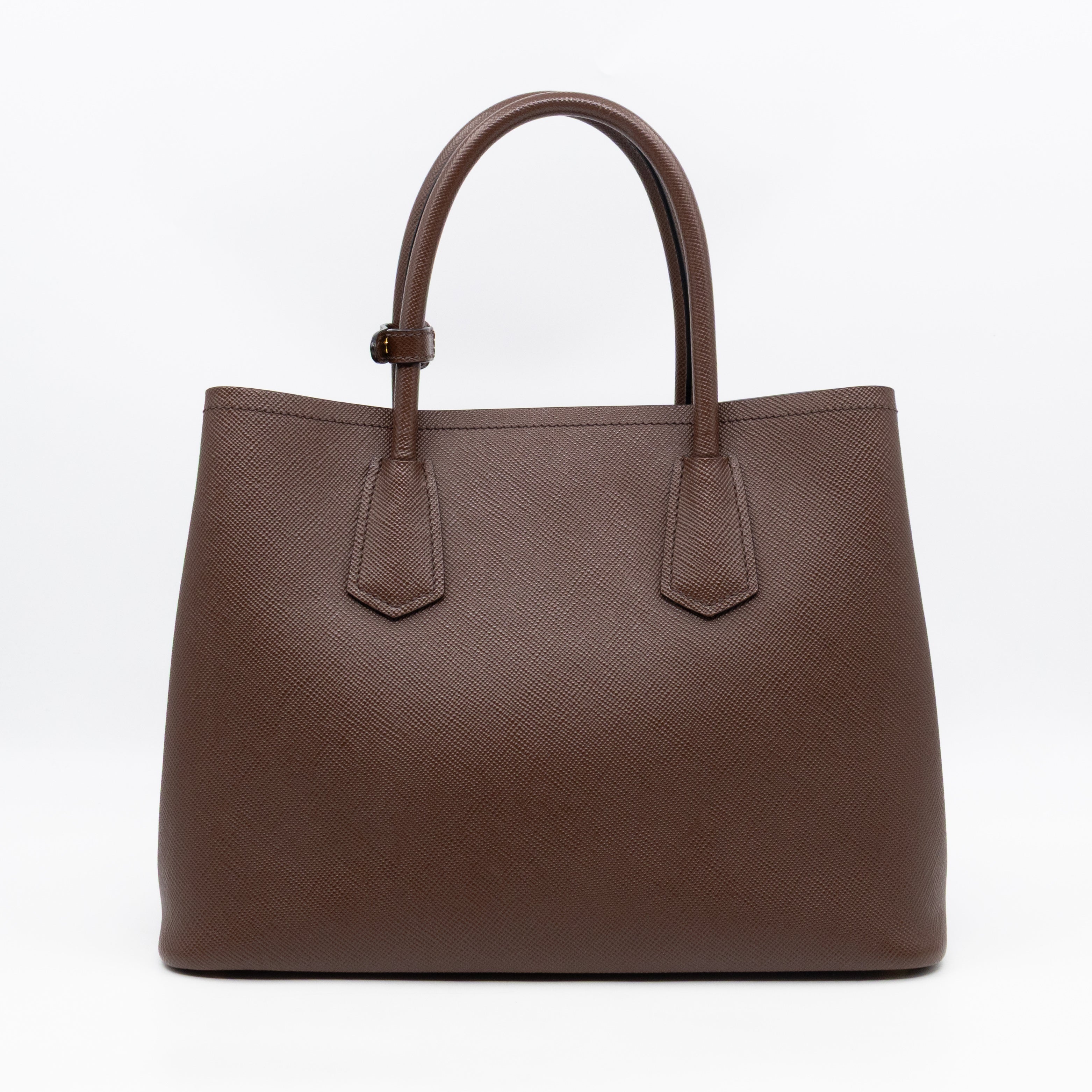 Double Bag Large Brown Saffiano Leather
