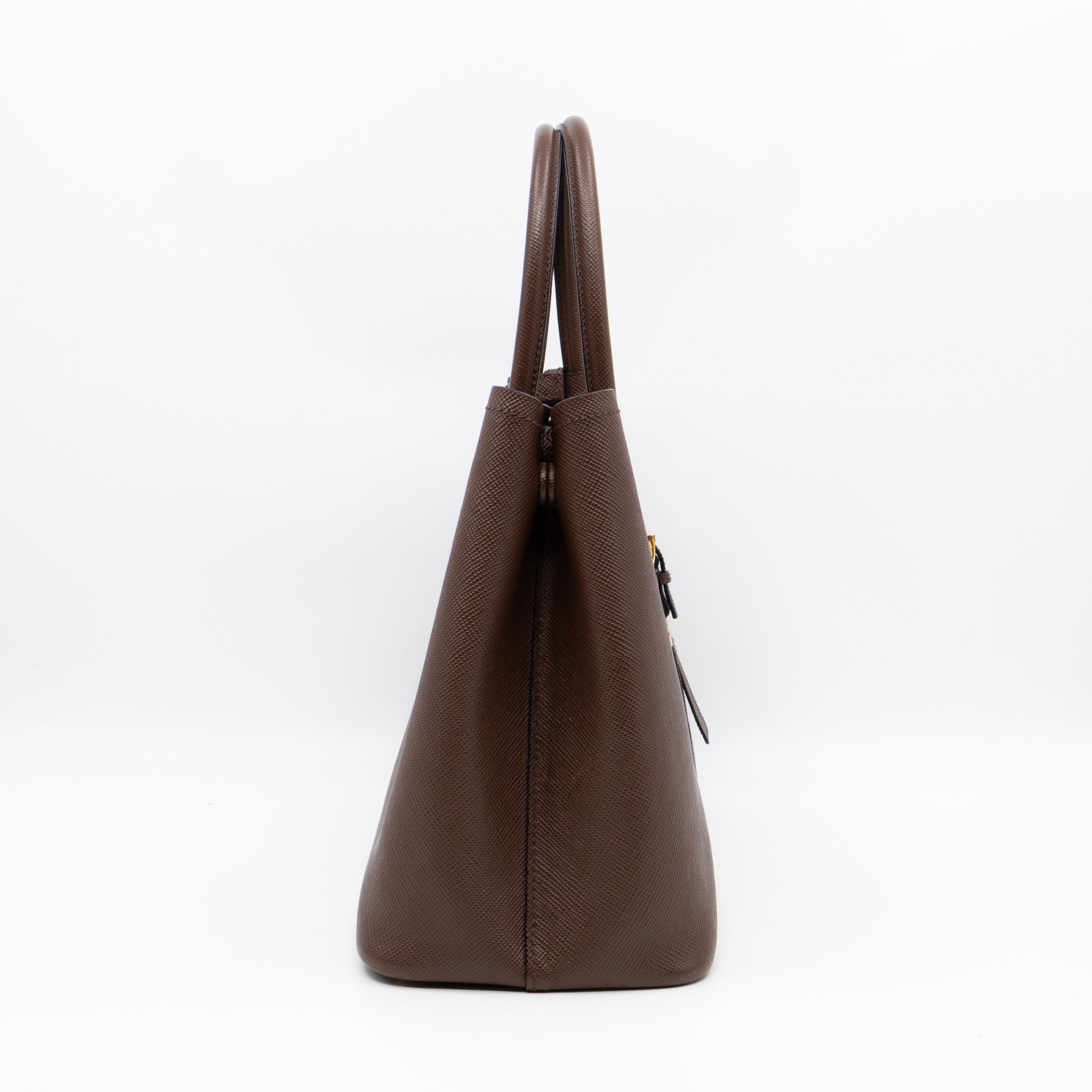 Double Bag Large Brown Saffiano Leather