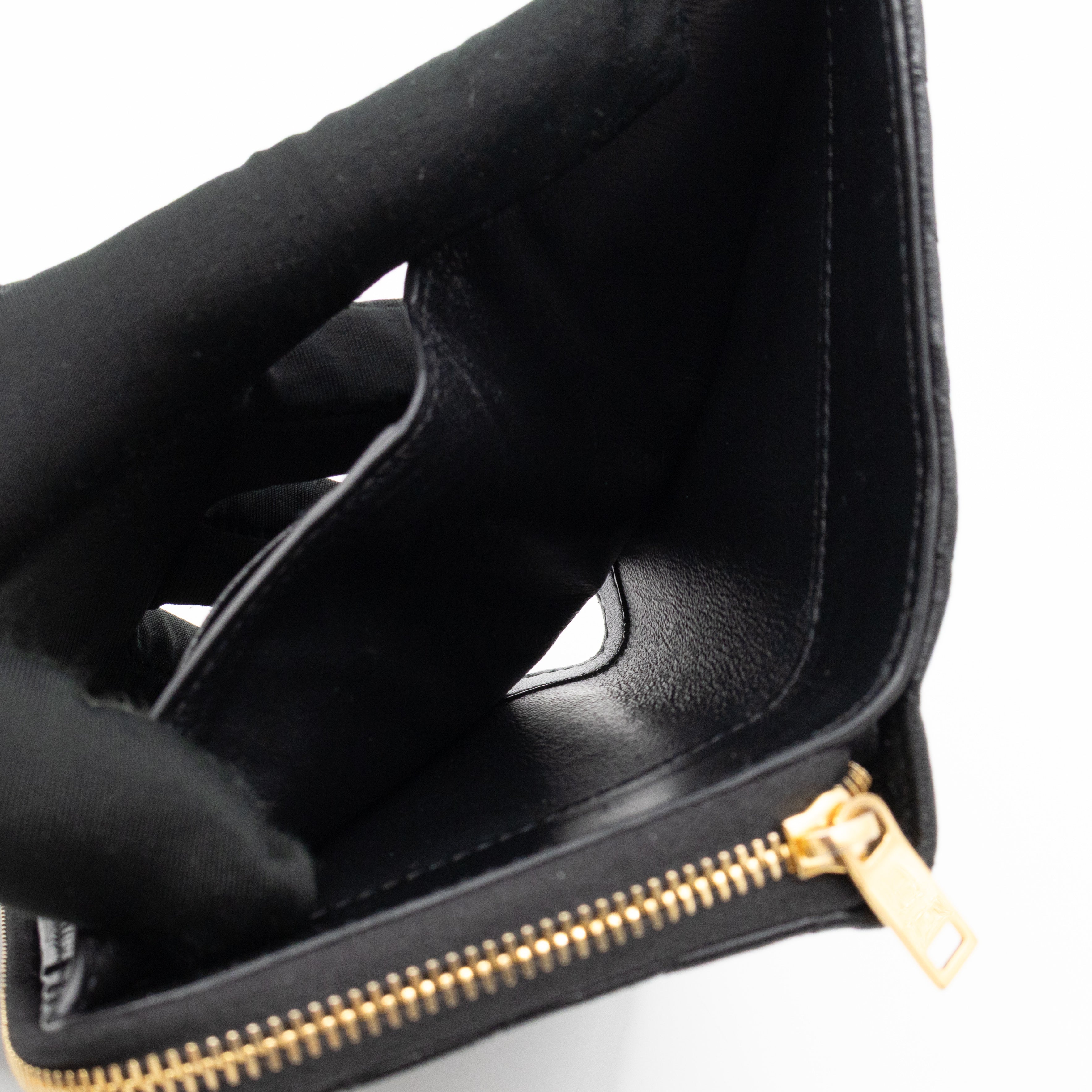 Cassandre Matelasse Compact Zip-Around Wallet Black Lambskin