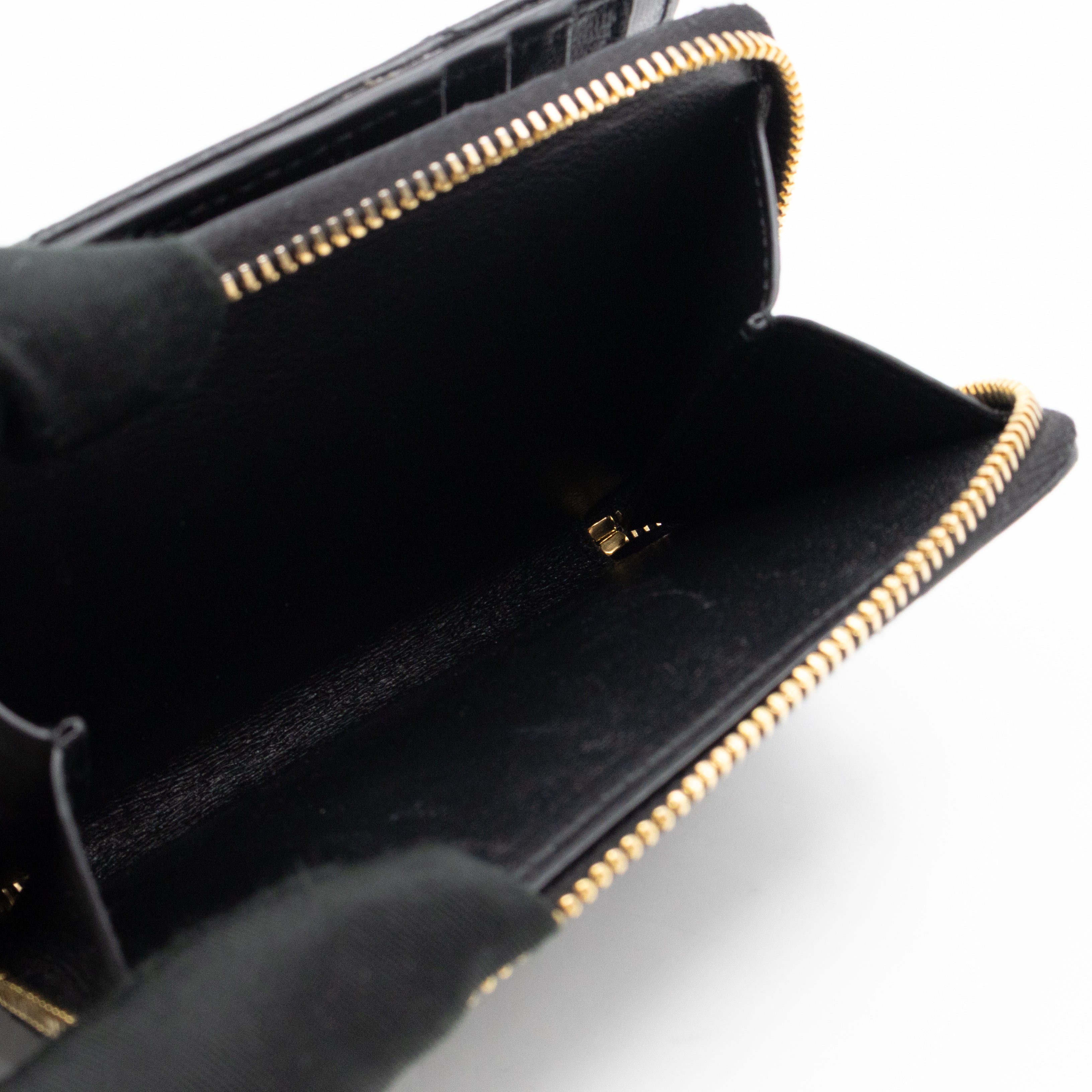 Cassandre Matelasse Compact Zip-Around Wallet Black Lambskin