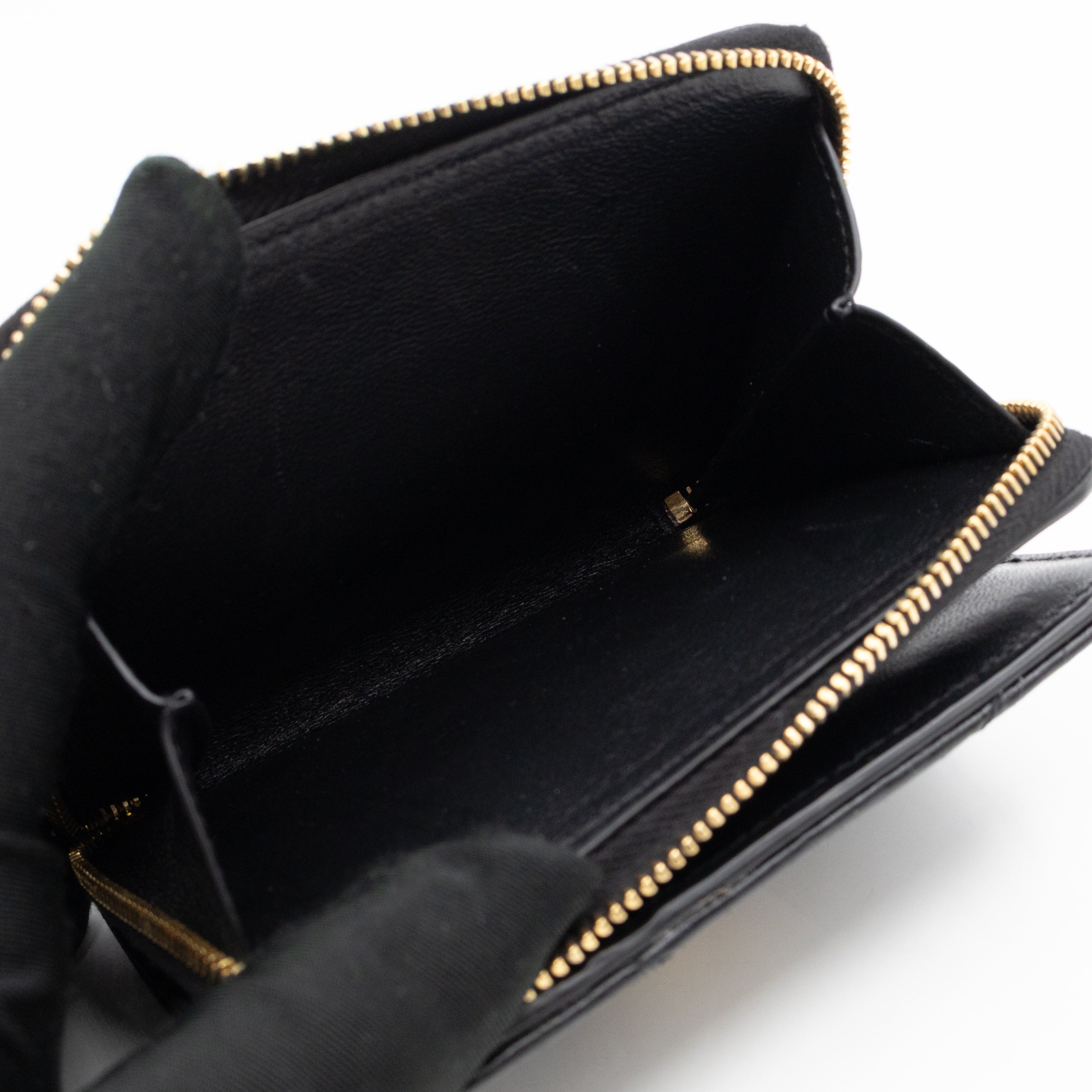 Cassandre Matelasse Compact Zip-Around Wallet Black Lambskin