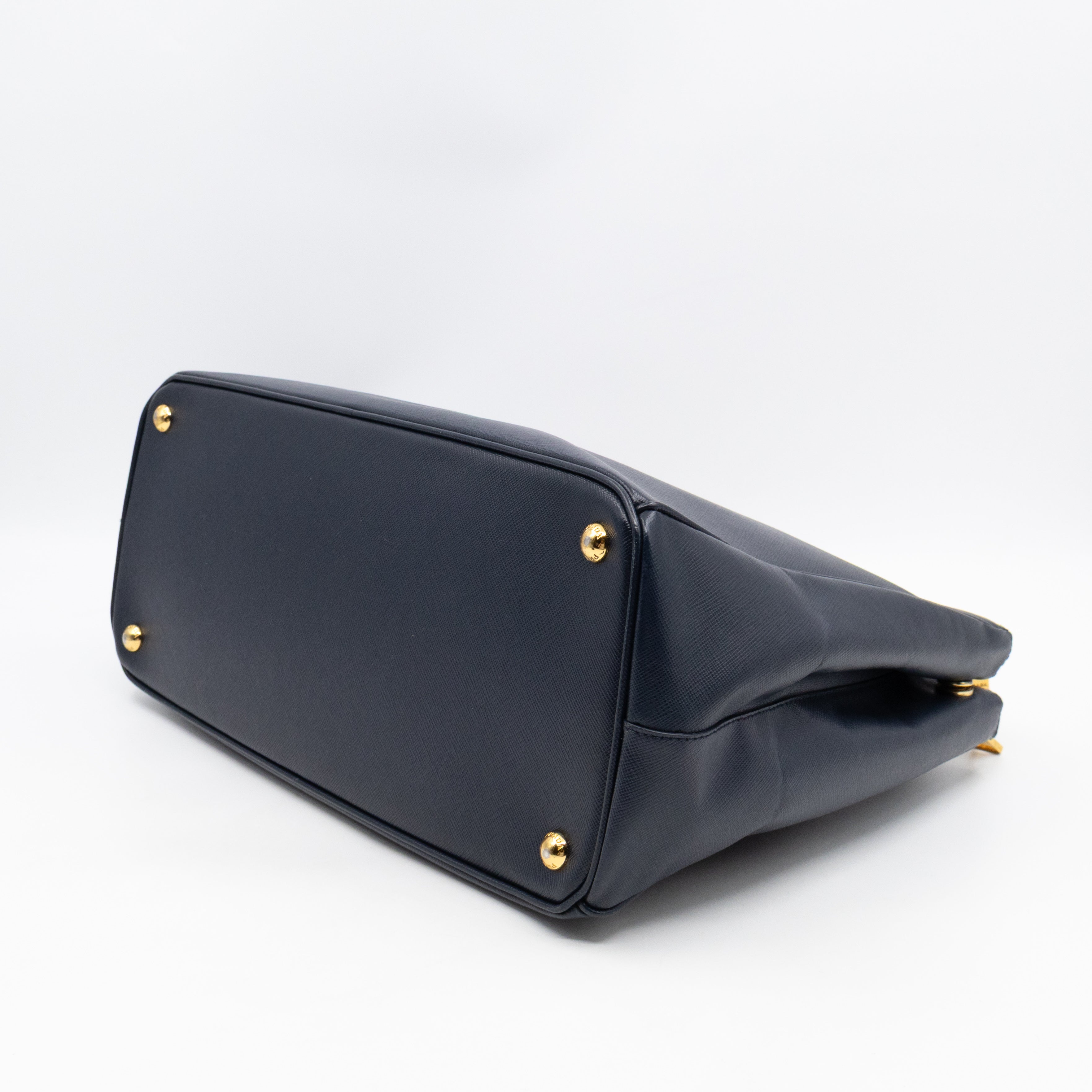 Galleria Large Double Zip Navy Saffiano Leather