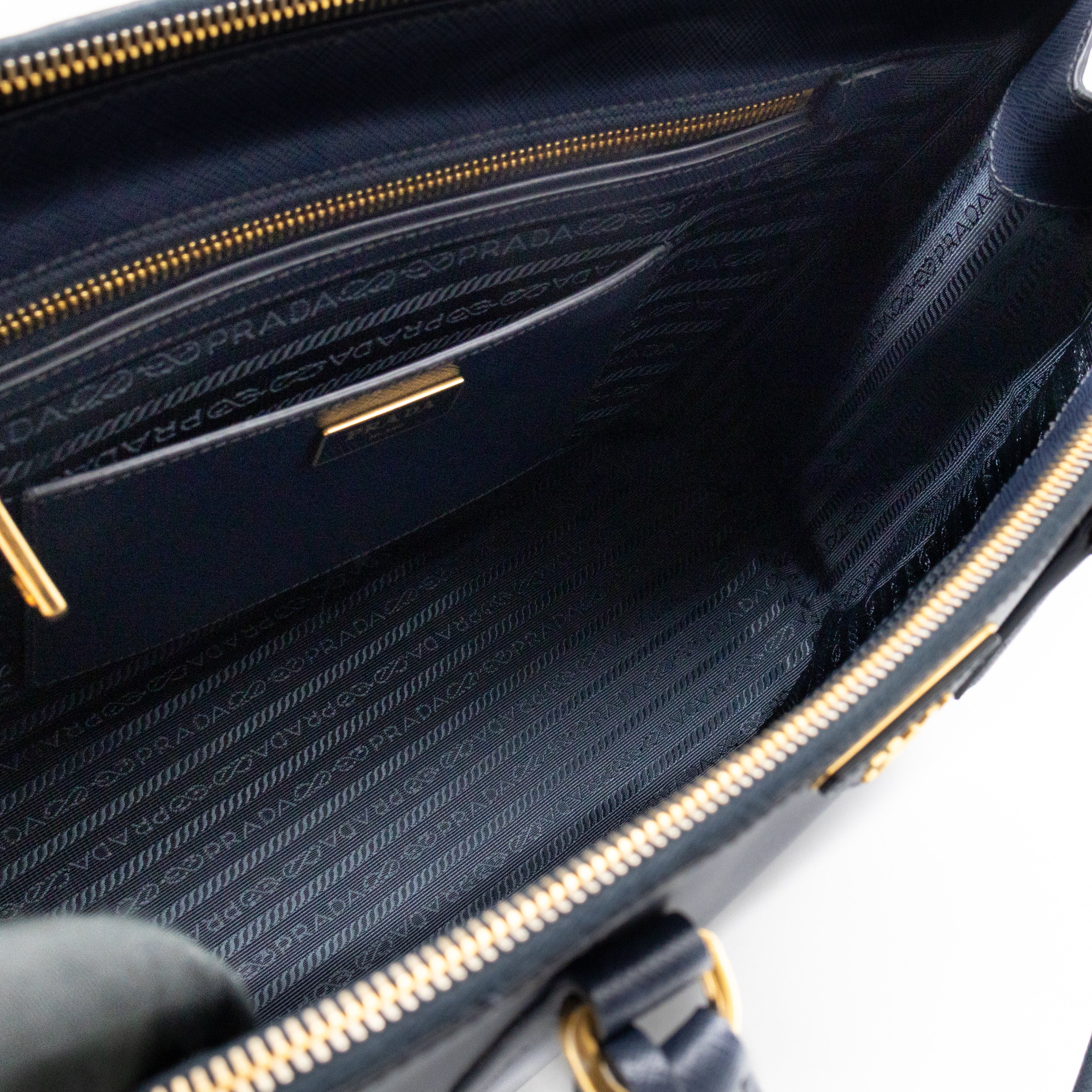 Galleria Large Double Zip Navy Saffiano Leather