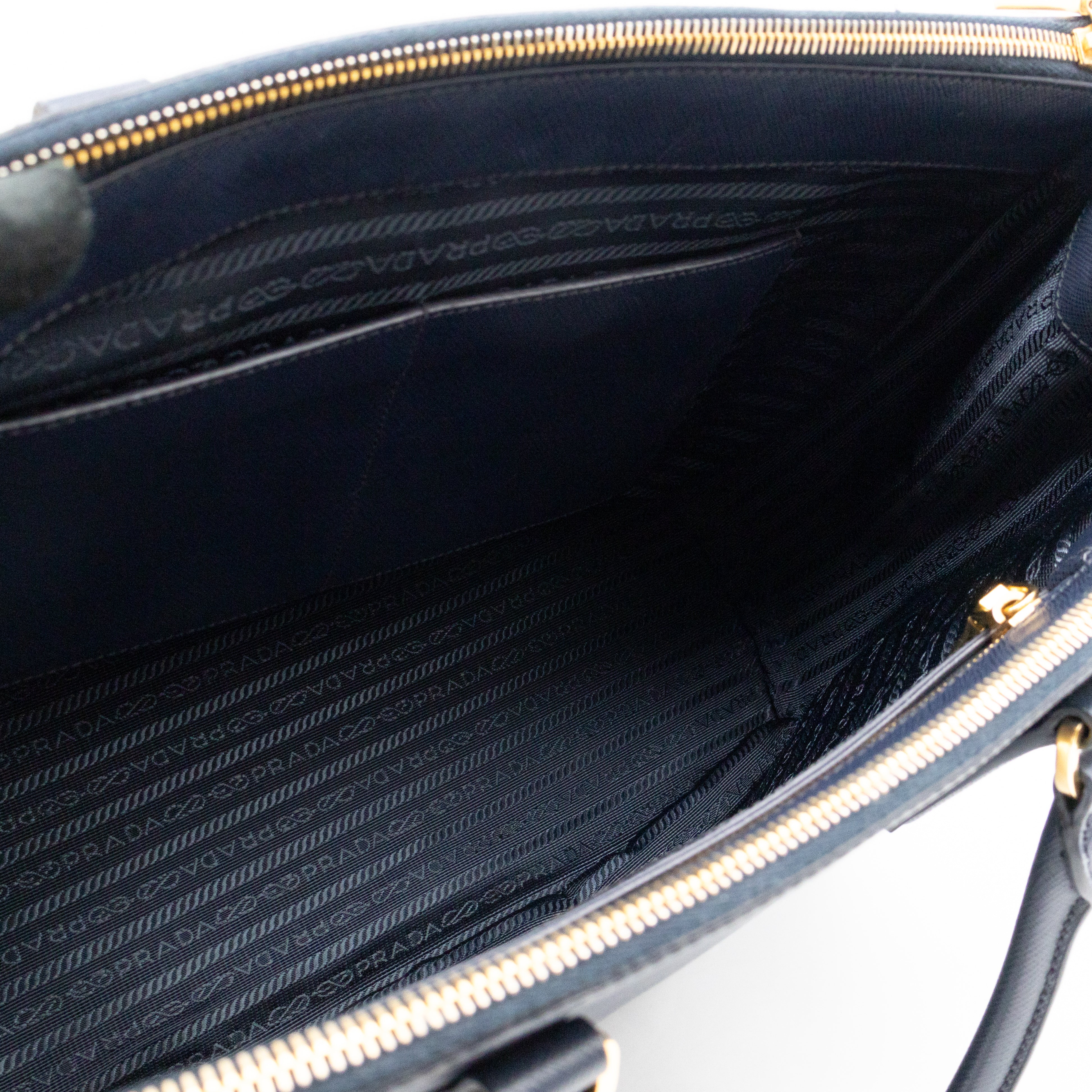 Galleria Large Double Zip Navy Saffiano Leather